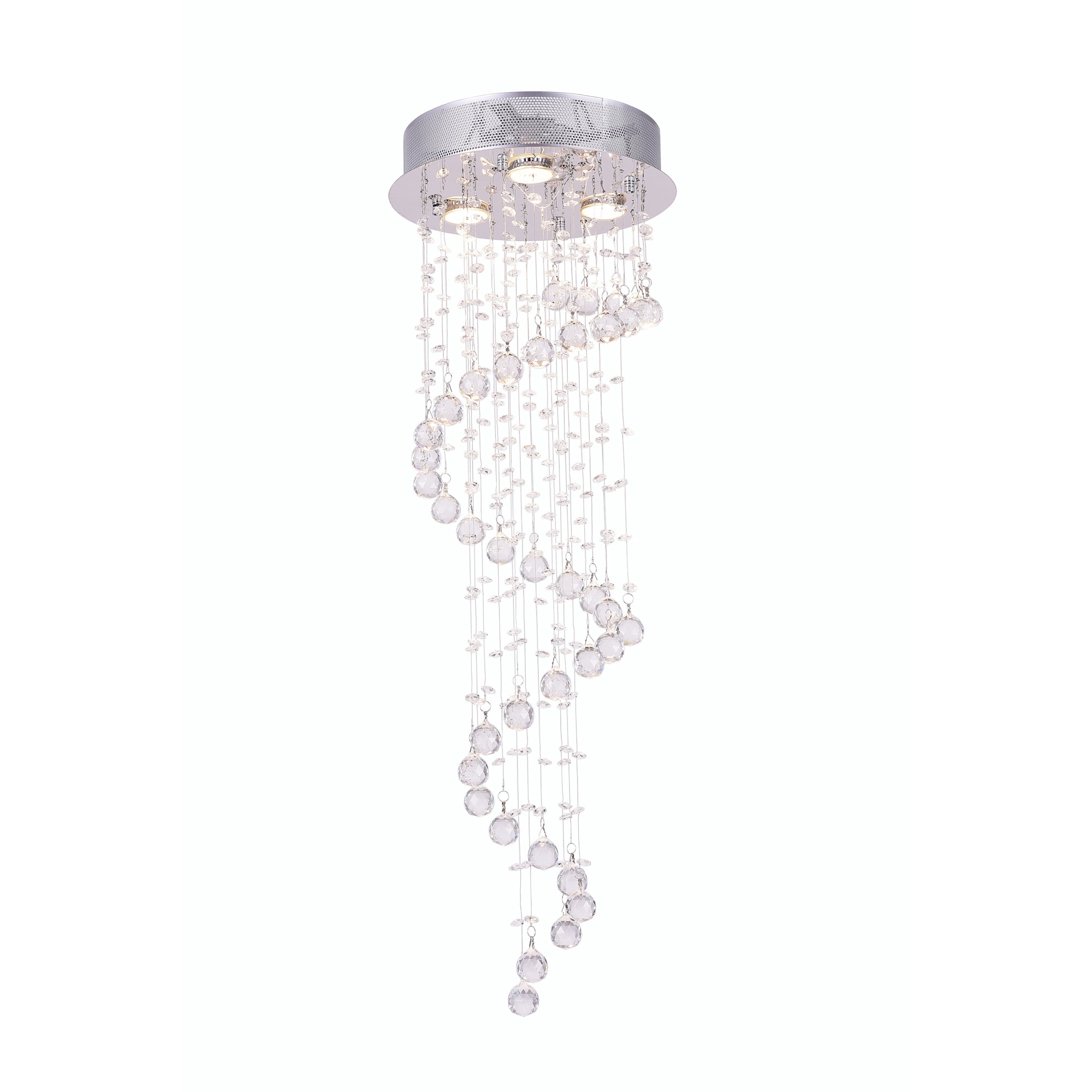 CWI Lighting 6603C12C Spiral 3-Light 12-in Chrome Flush Mount Light