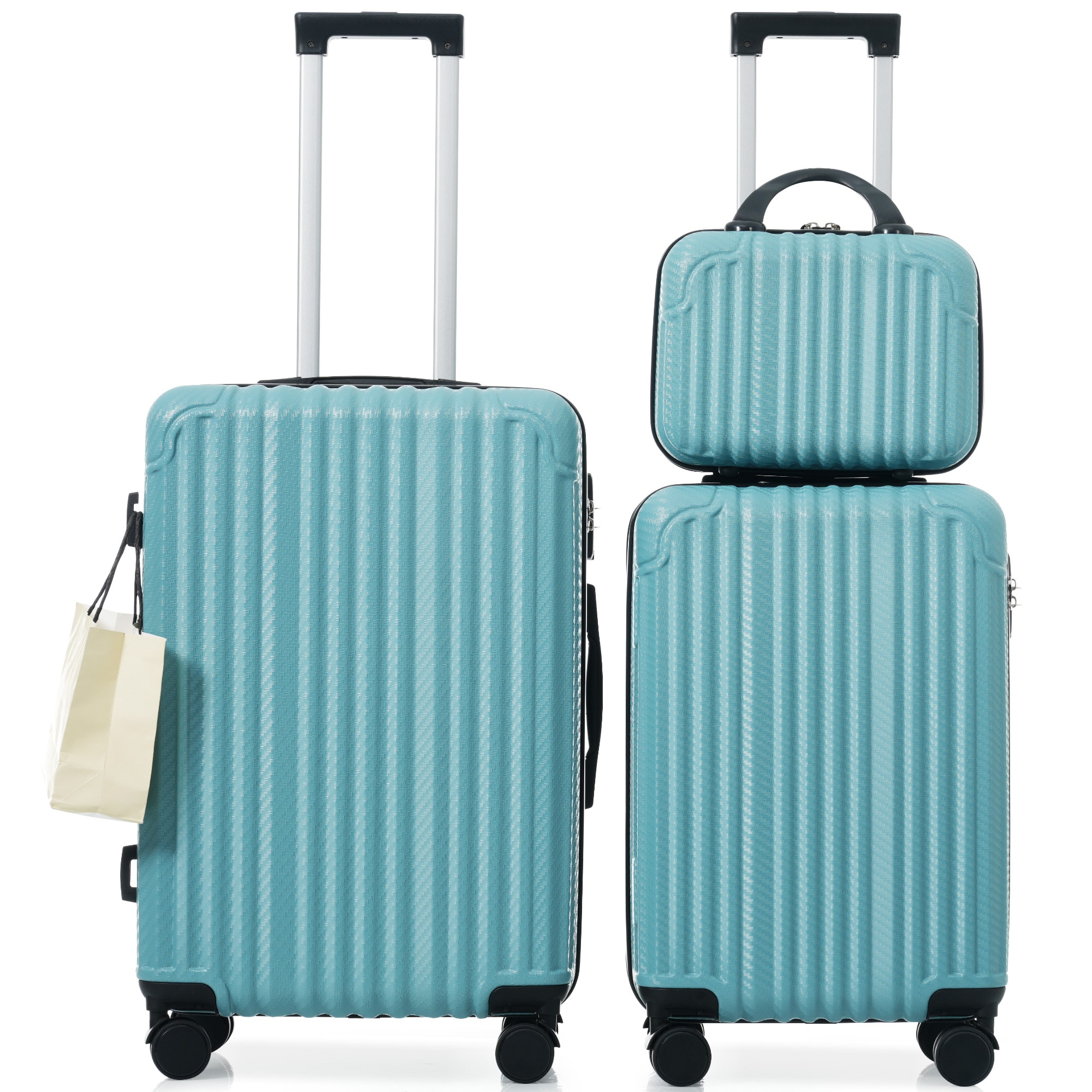 LUXEYARD 3 Piece Luggage Set Durable Hardshell ABS Suitcase with Spinner Wheels TSA Lock Side Hooks Lightweight Carry On and Checked Luggage