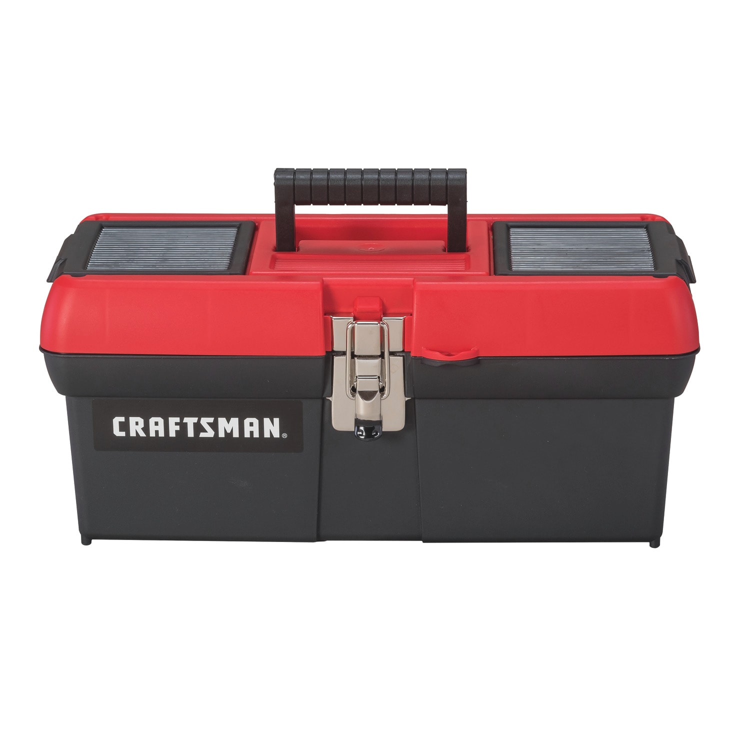 16" Plastic Tool Box Lockable Storage Carry Case Sturdy Strong Handle Tray DIY 