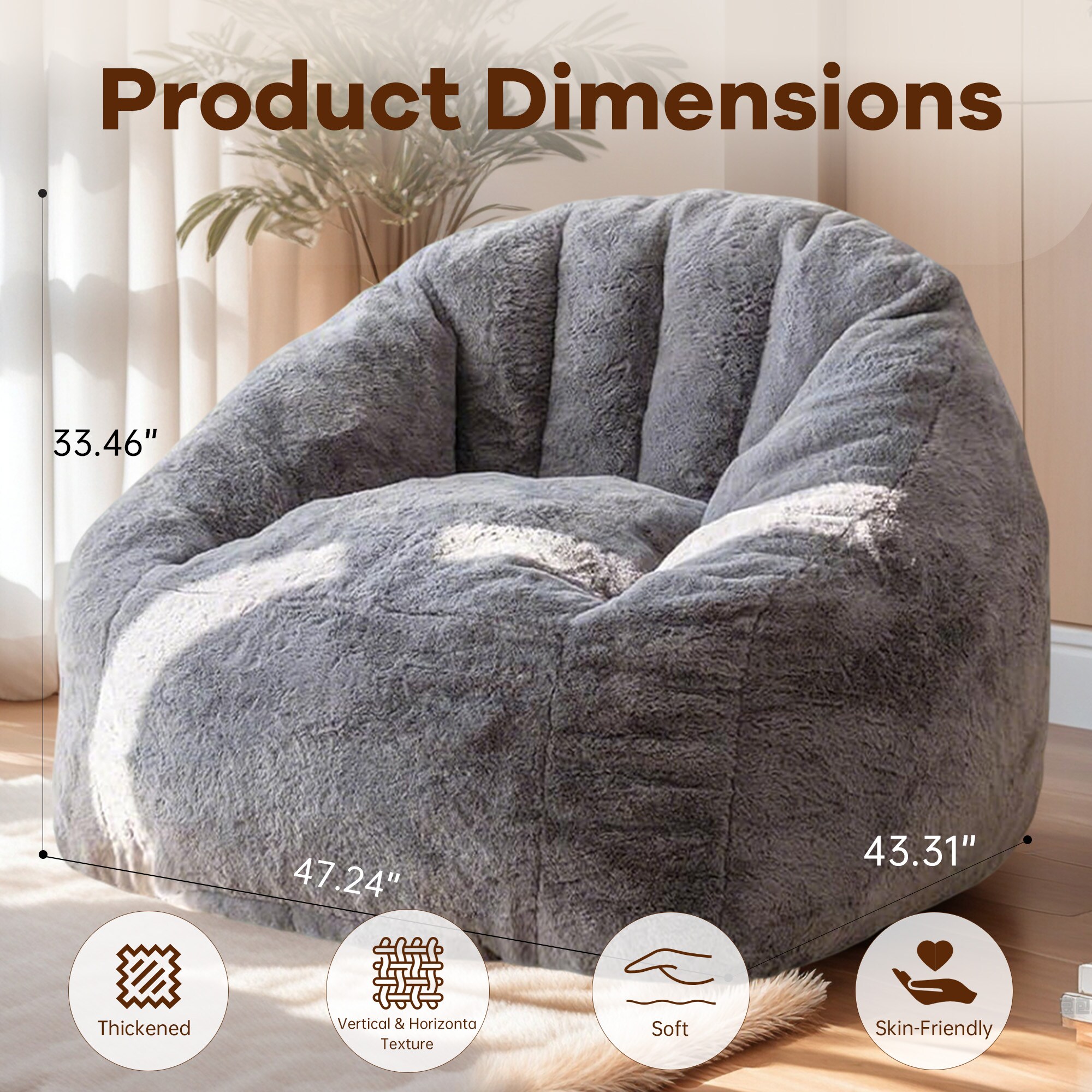 Tatayosi XJ Adult Bean Bag Chair with Armrest High-Density Foam Filled ...