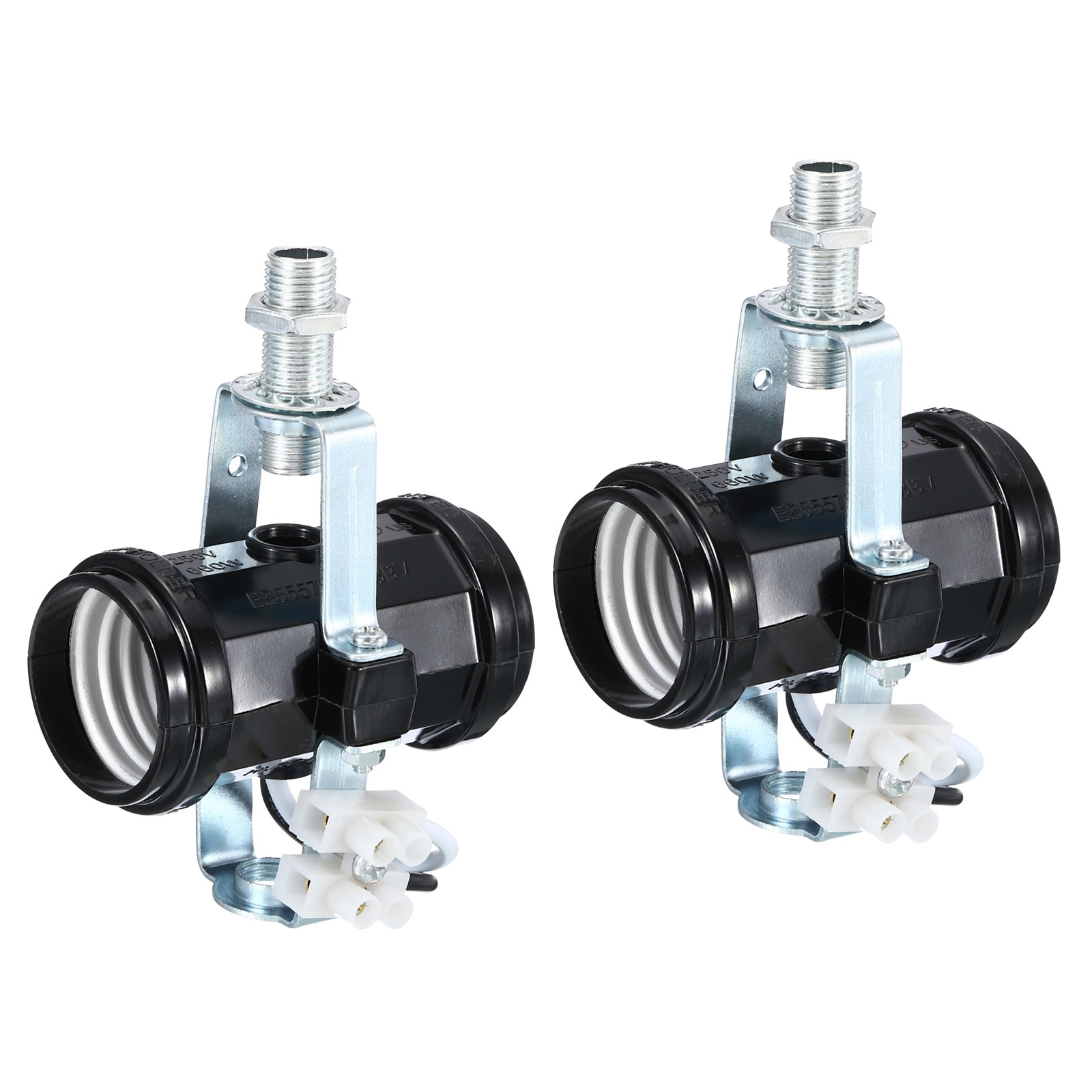 Unique Bargains E27 Double Base Bulb Socket M10 Thread Lamp Holder 2 Light Socket with Bracket Light Fixture Wire for DIY Lamp Accessories Ceiling Lamp 2pcs #S26042101UX2154