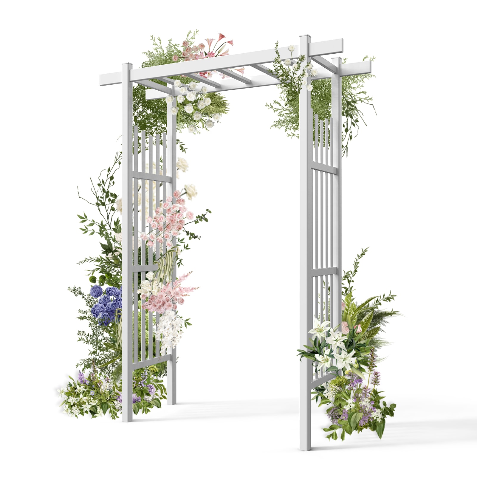 Outopee LO1G61000140 PVC Arbor 3.9-ft W x 7.1-ft H Flat White PVC Garden Arbor