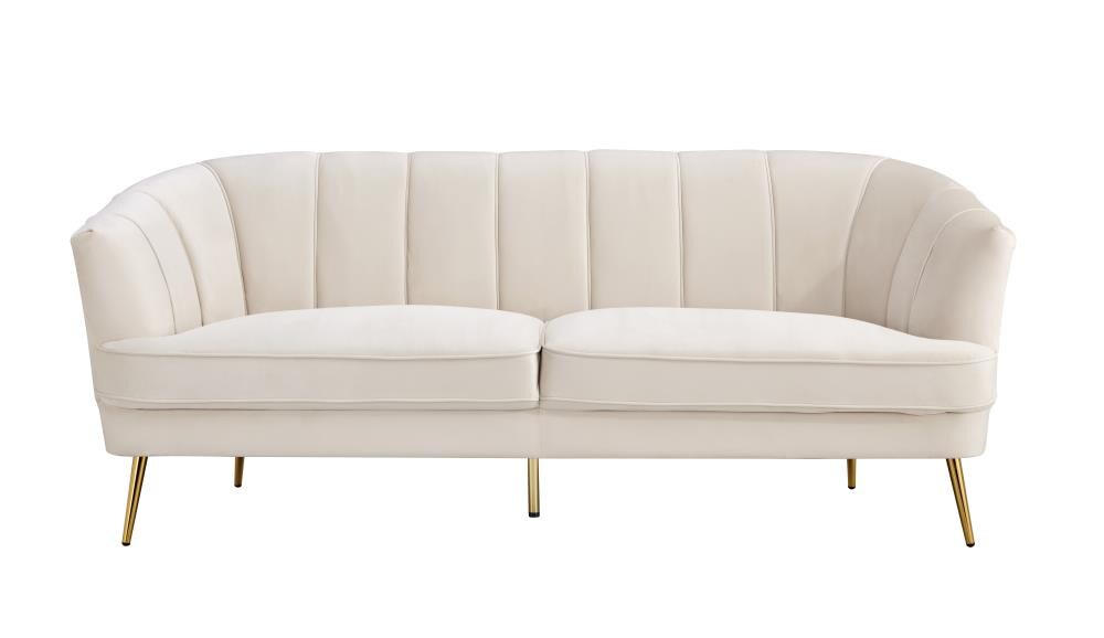 Clihome Modern Beige/Manufactured Wood Velvet Sofa at Lowes.com