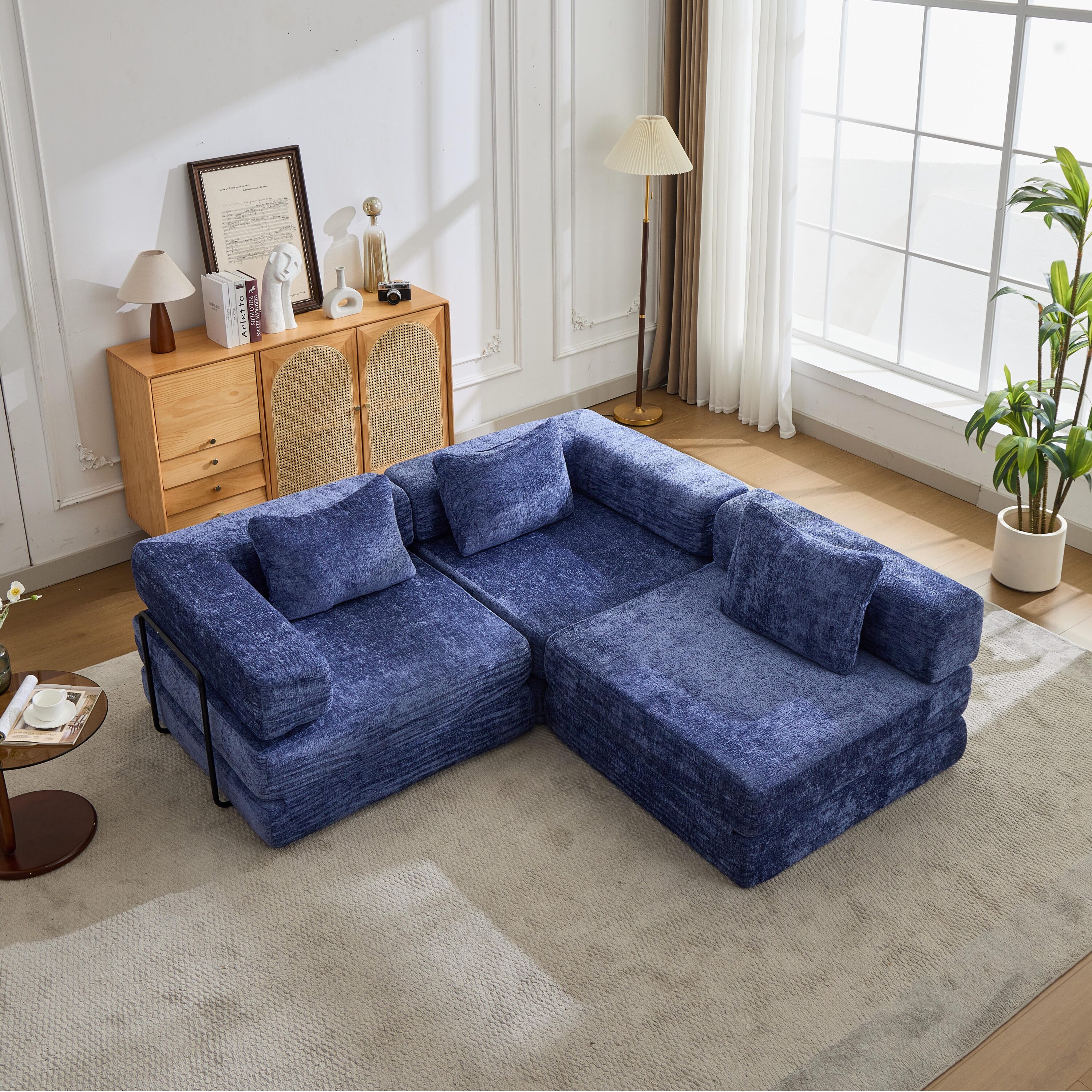 Vynxaria Compression Sofa Convertible Floor Sofa Bed Fixed Shape