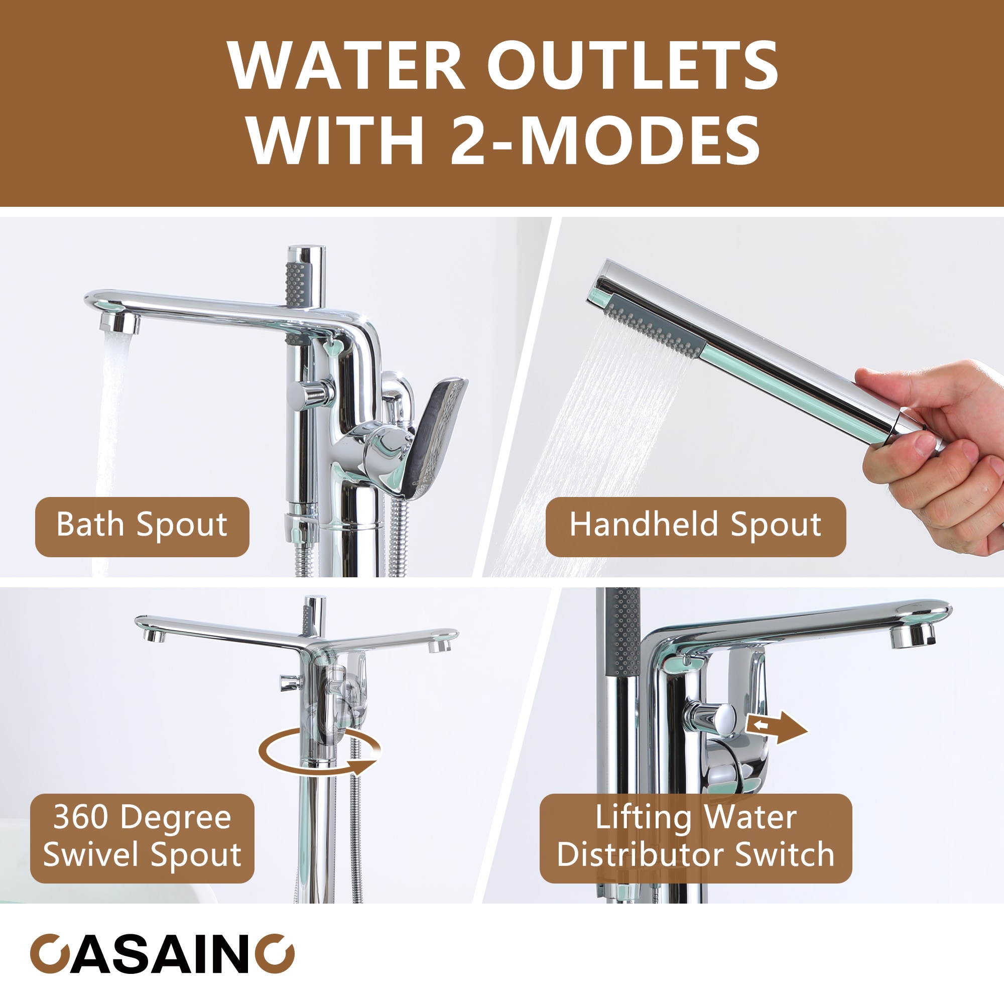 CASAINC KCLT0054-CP Roman-Tub-Faucets - View #6
