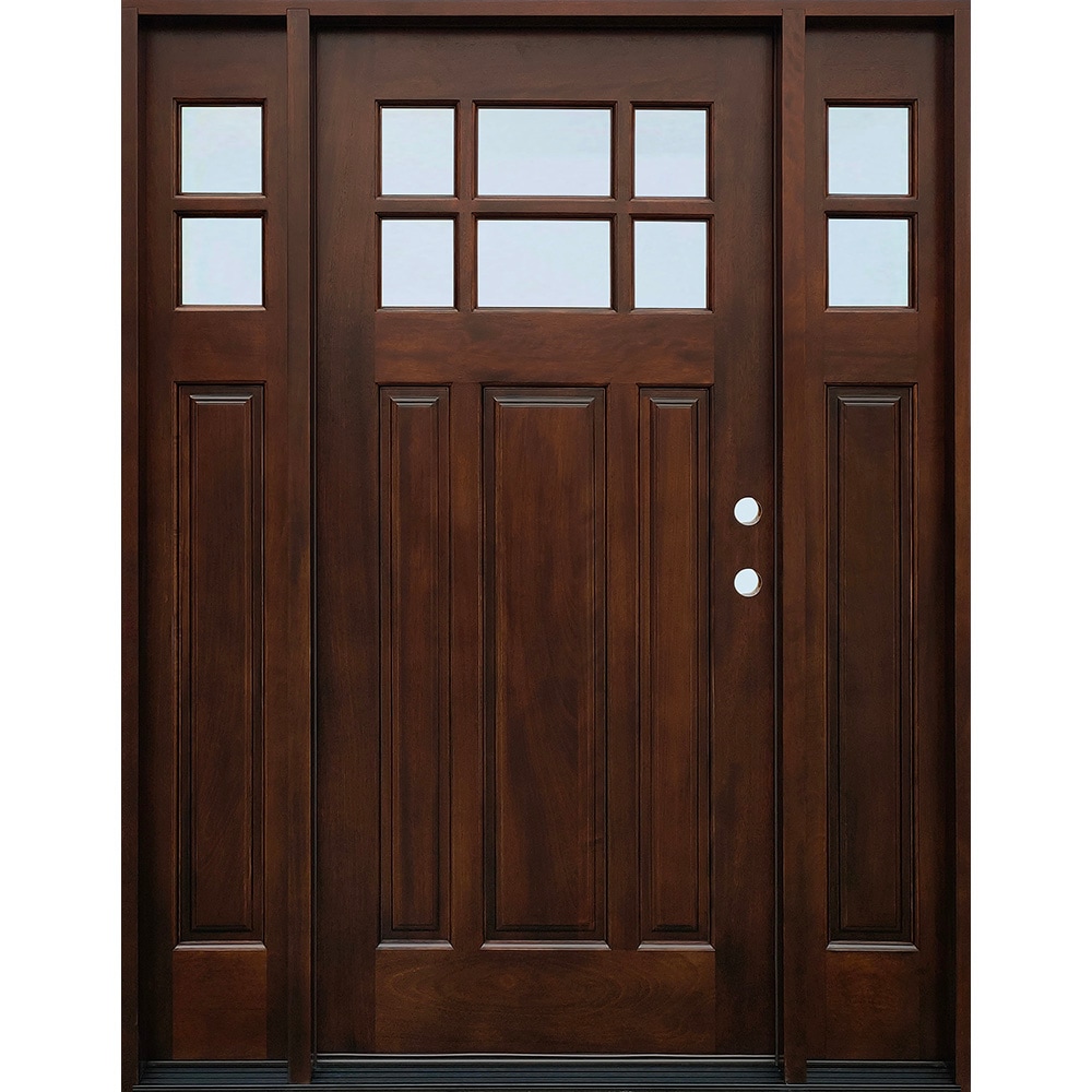 Entry Prehung Oval Glass Single Wood Door with 2 Sidelights