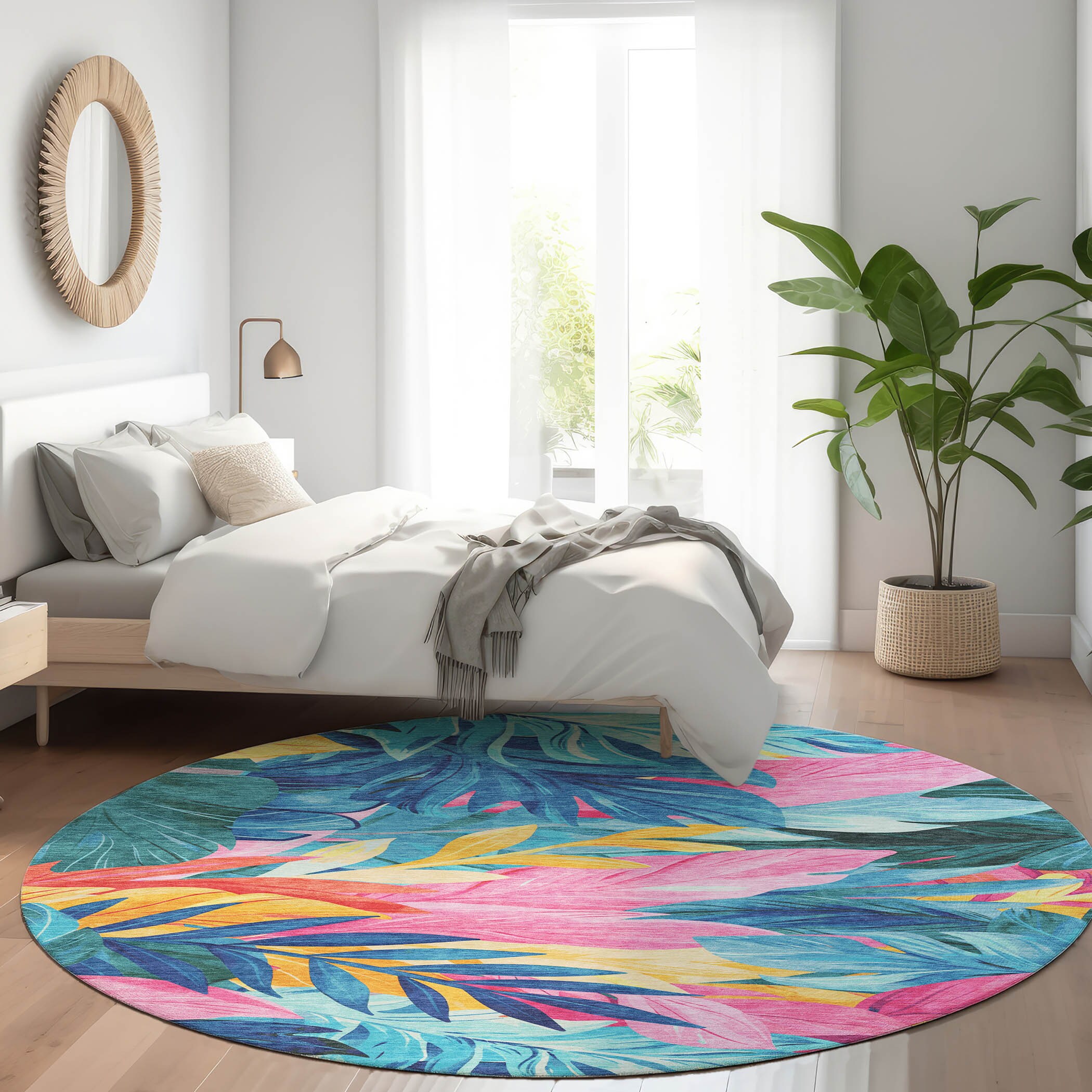 Addison Rugs ACN1497SK8RO Chantille ACN1497SK 8 x 8 (ft) Polyester Sky Round Indoor/Outdoor Geometric Machine washable Area rug