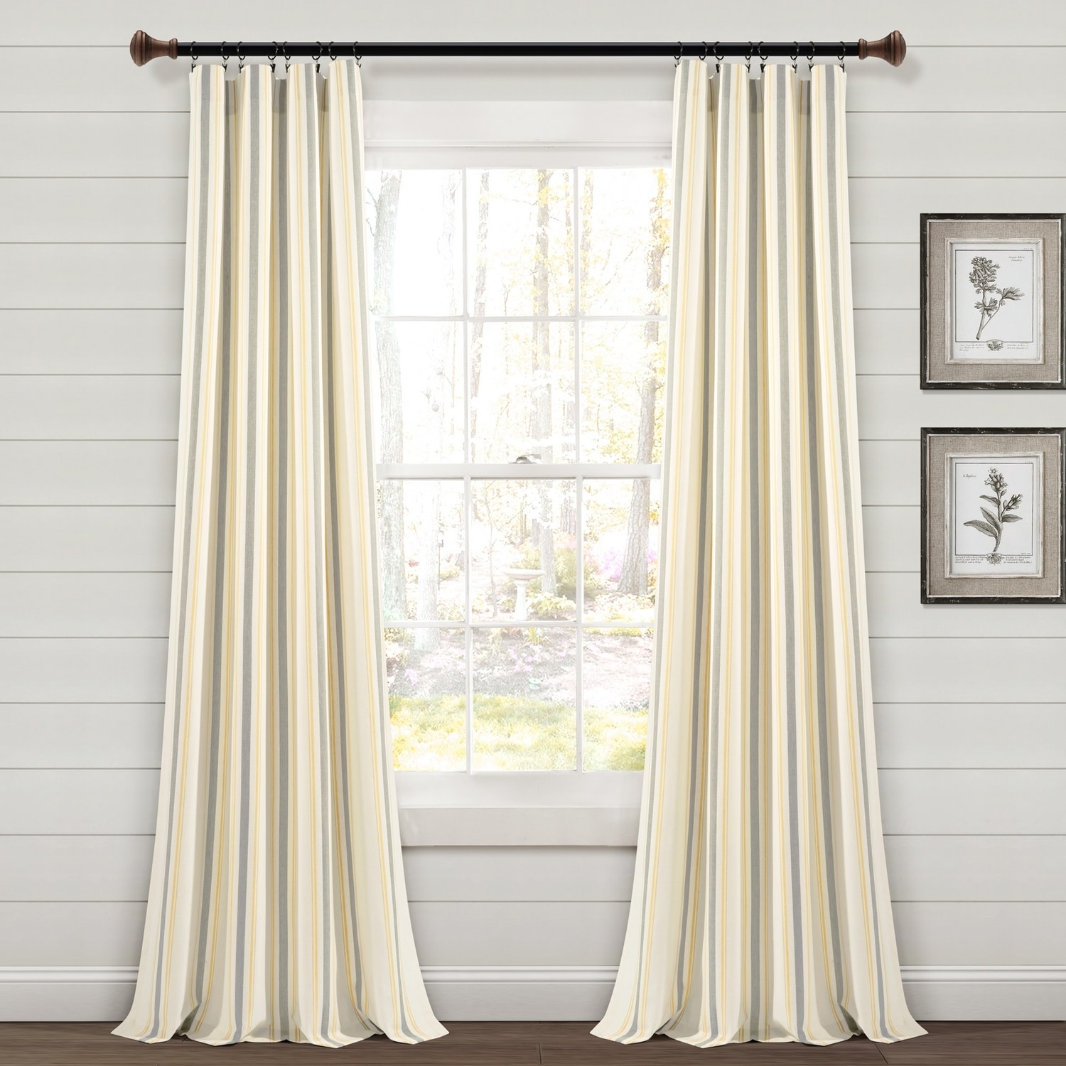 Lush Decor 21T011017 84-Inches Yellow Striped Room darkening Rod pocket Curtain panel pair