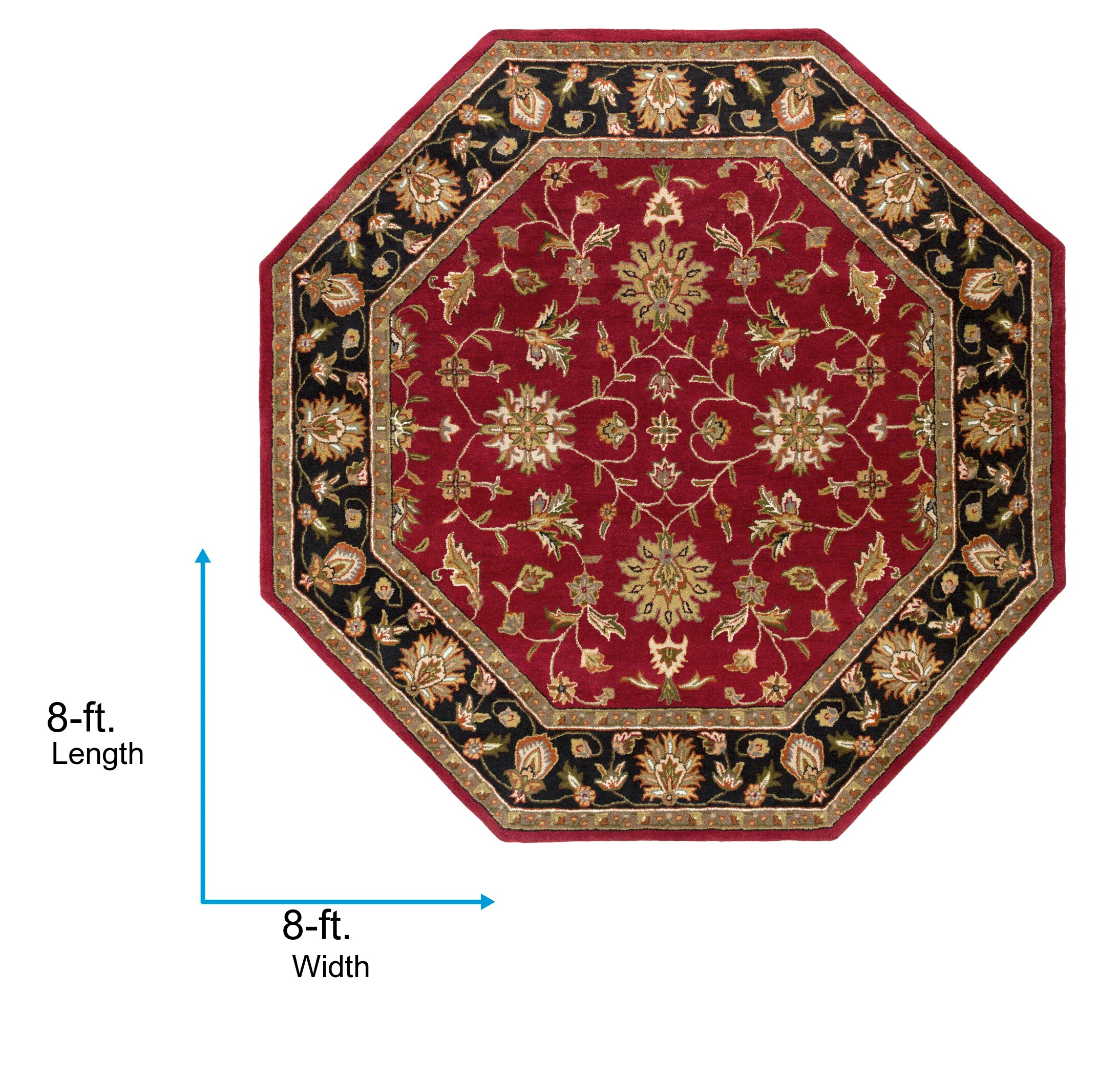 Surya Crowne 8 x 8 Wool Garnet Octagonal Indoor Medallion Oriental Area ...