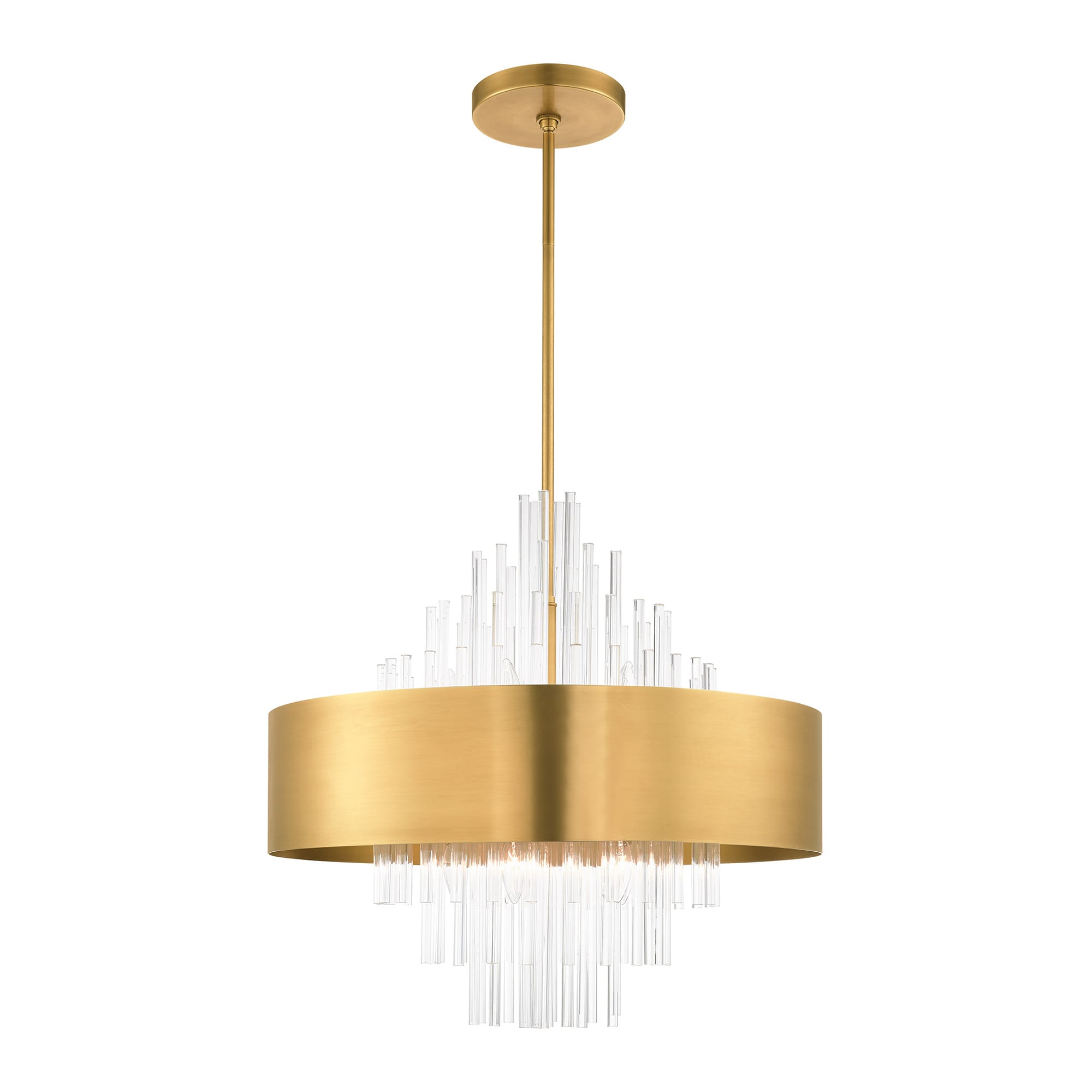 Natural Brass and Crystal 10-Light Drum Chandelier