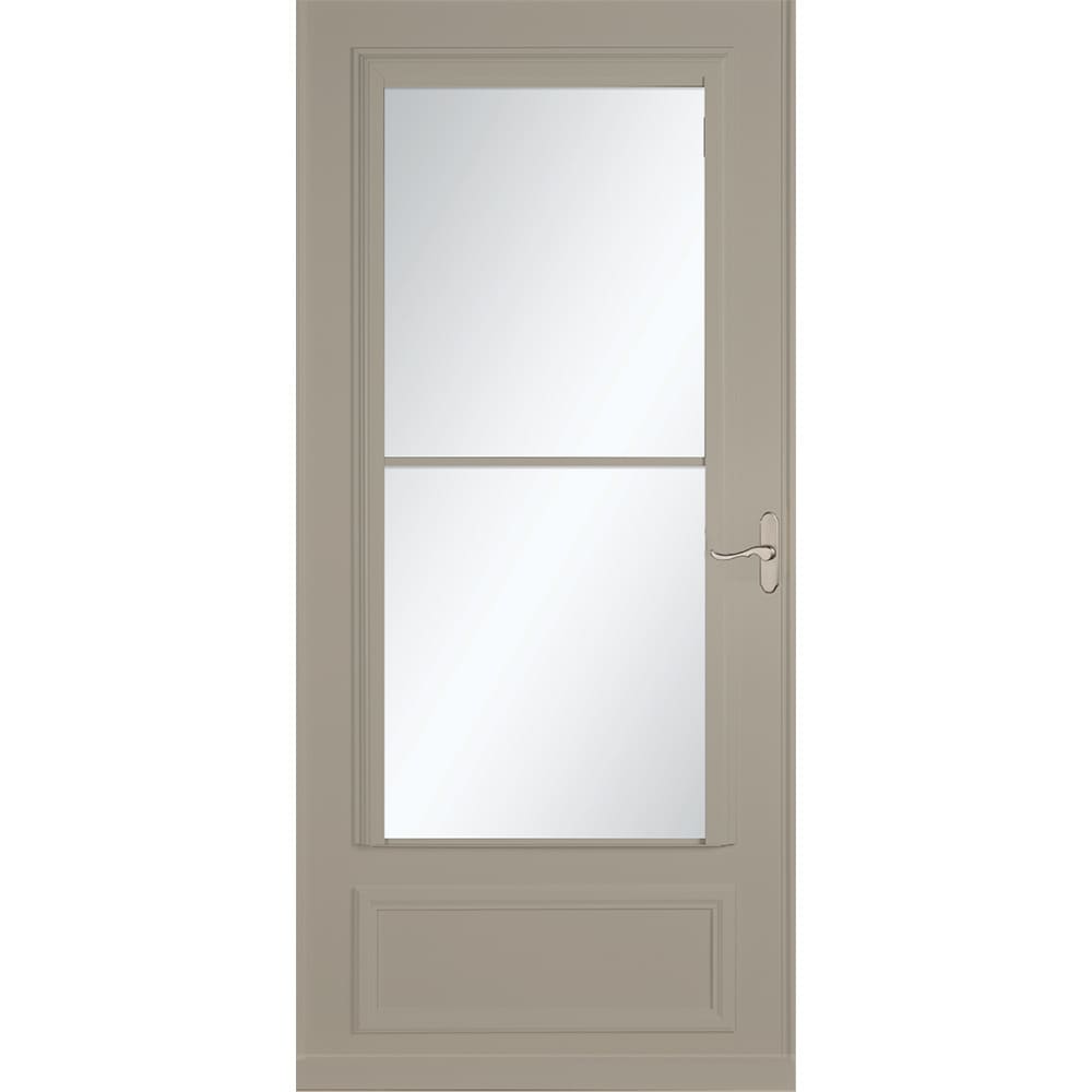 Savannah 36-in x 81-in Sandstone Mid-view Retractable Screen Wood Core Storm Door with Brushed Nickel Handle in Brown | - LARSON 37082092