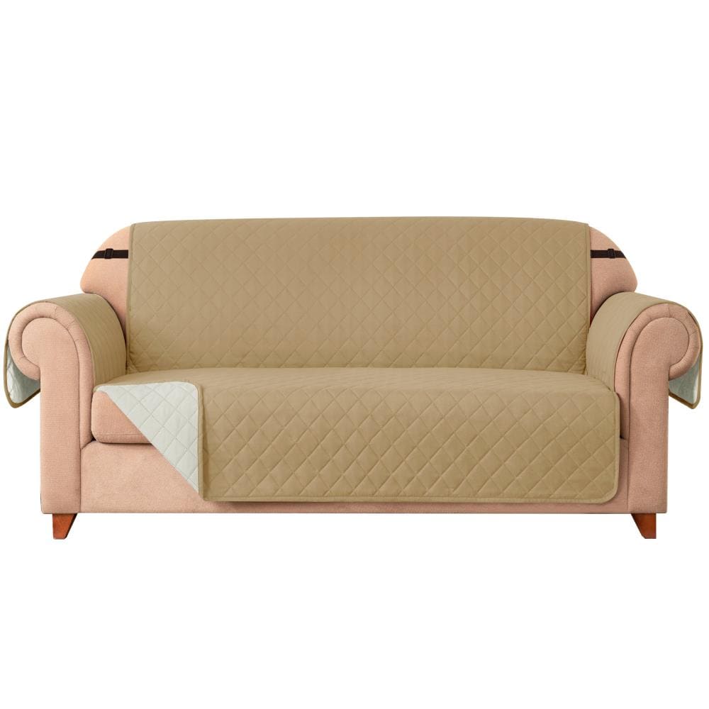 Subrtex SBTSF07 Solid Khaki Microsuede Sofa Slipcover 114-Inches W x 76-Inches H x 22-Inches D