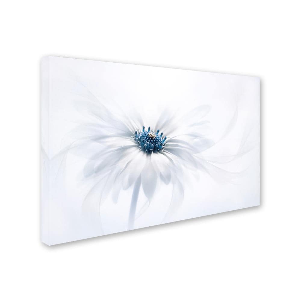 Serenity White and Blue Floral Canvas Print for Nursery