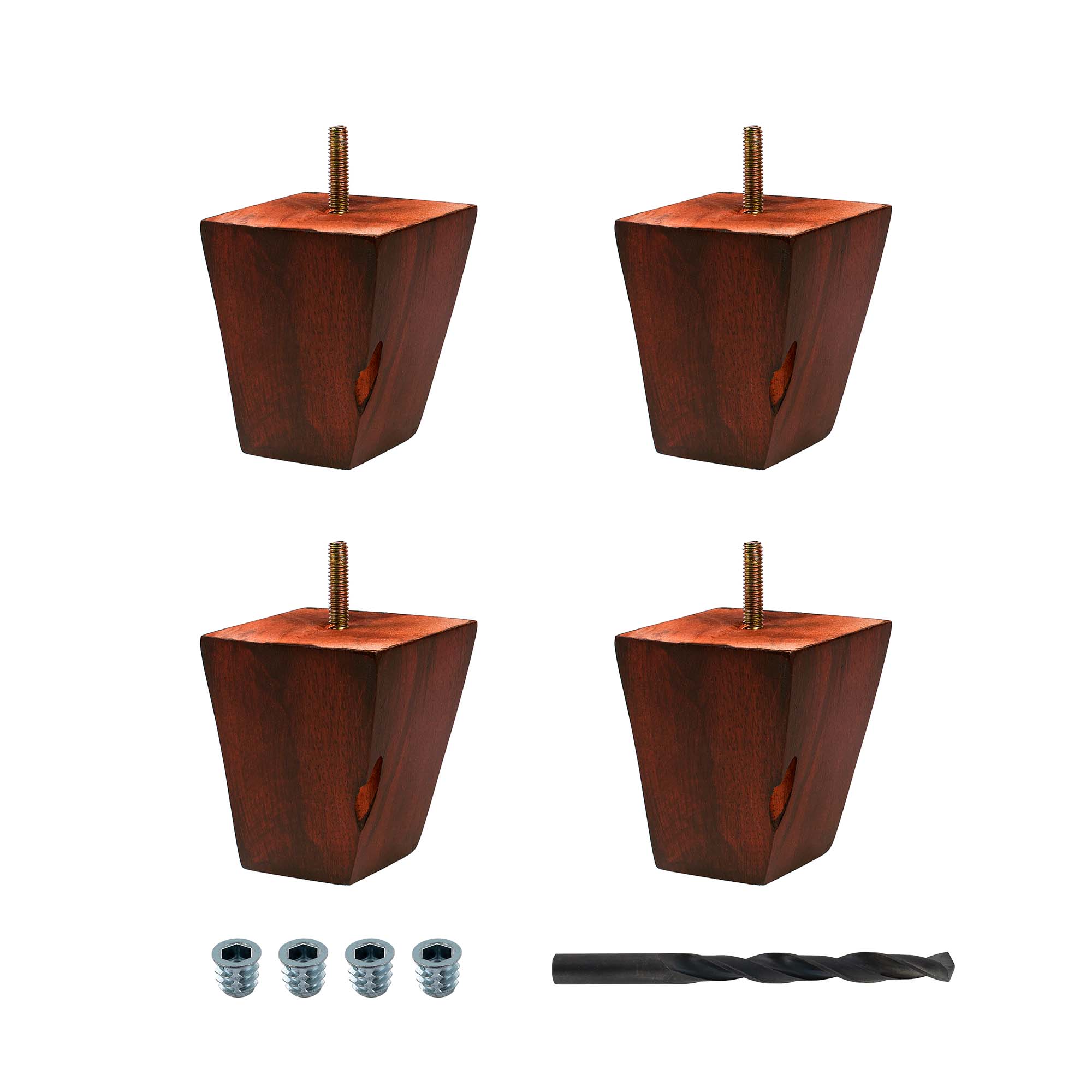 Espresso Rubberwood Square Bun Foot Sofa Legs Pack of 4