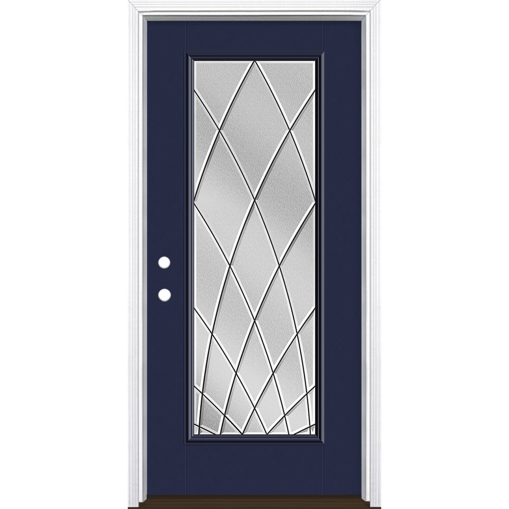 Masonite 3423624 Ventata 36-in x 80-in x 4-9/16-in Fiberglass Full lite Right-hand inswing Eclipse Painted Prehung Front Door with Brickmould Insulating core