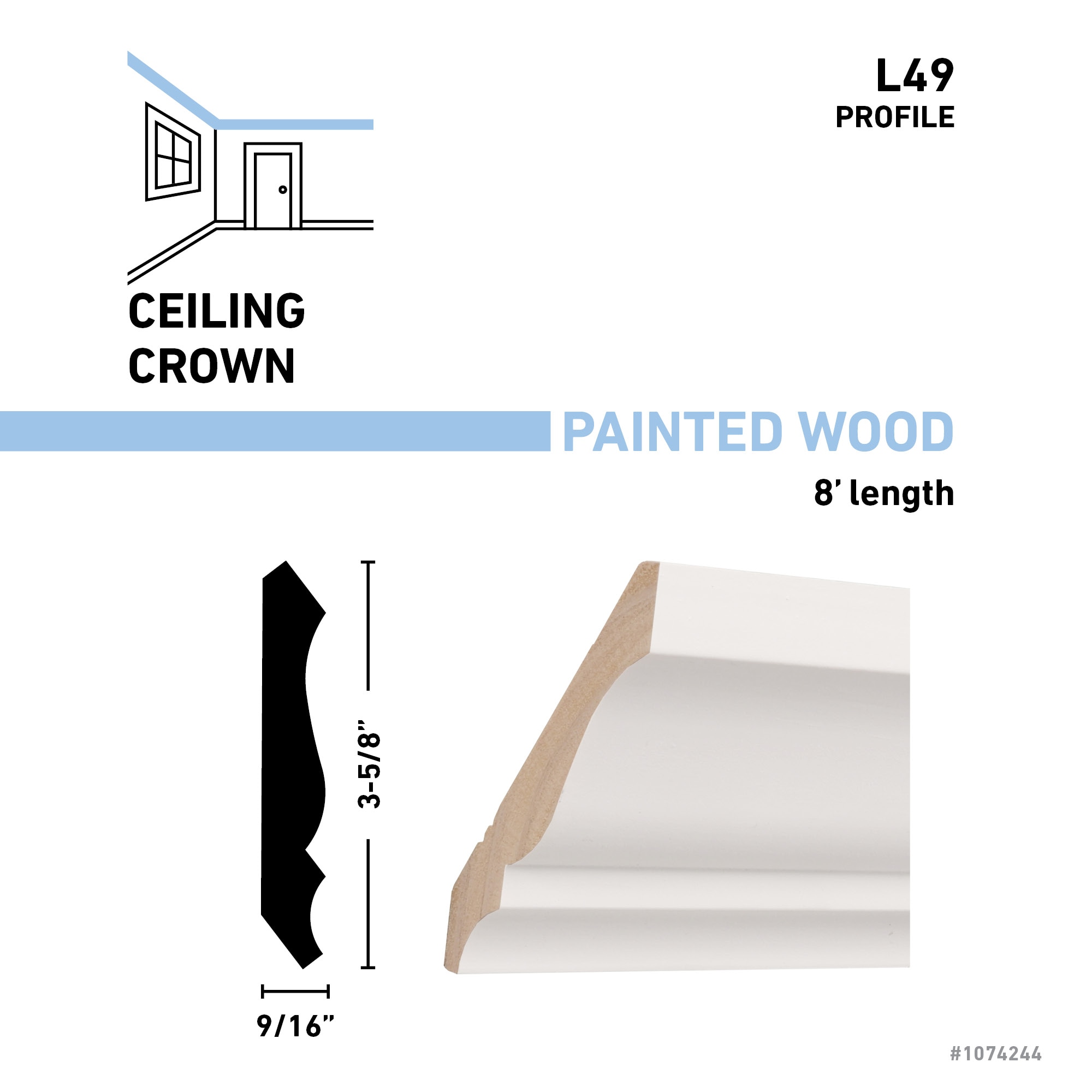 allen + roth L49 8 FJPWH Crown-Moulding - View #3
