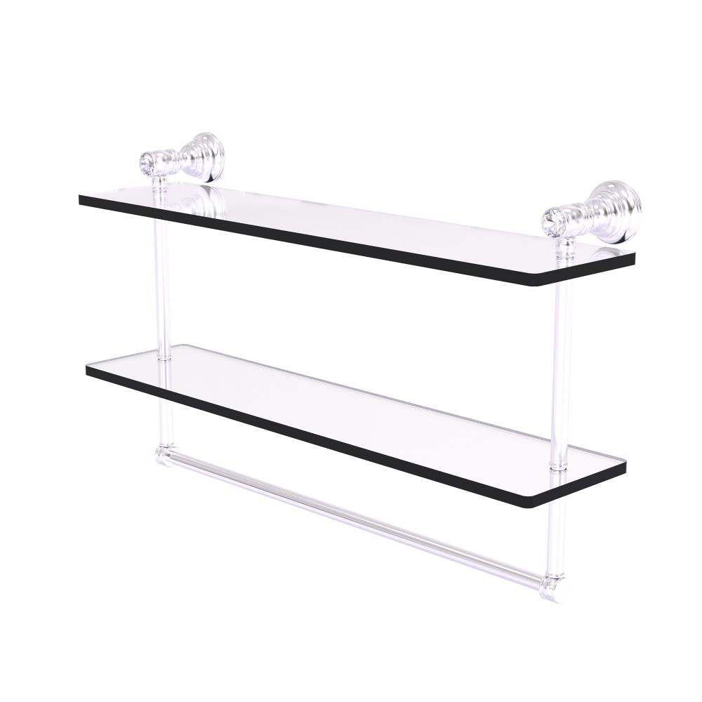 Allied Brass CC-2-TB-22-SCH Carolina Crystal Satin Chrome 2 -Tier Wall mount Bathroom Shelf ( 22-in x 9.5-in x 5-in )
