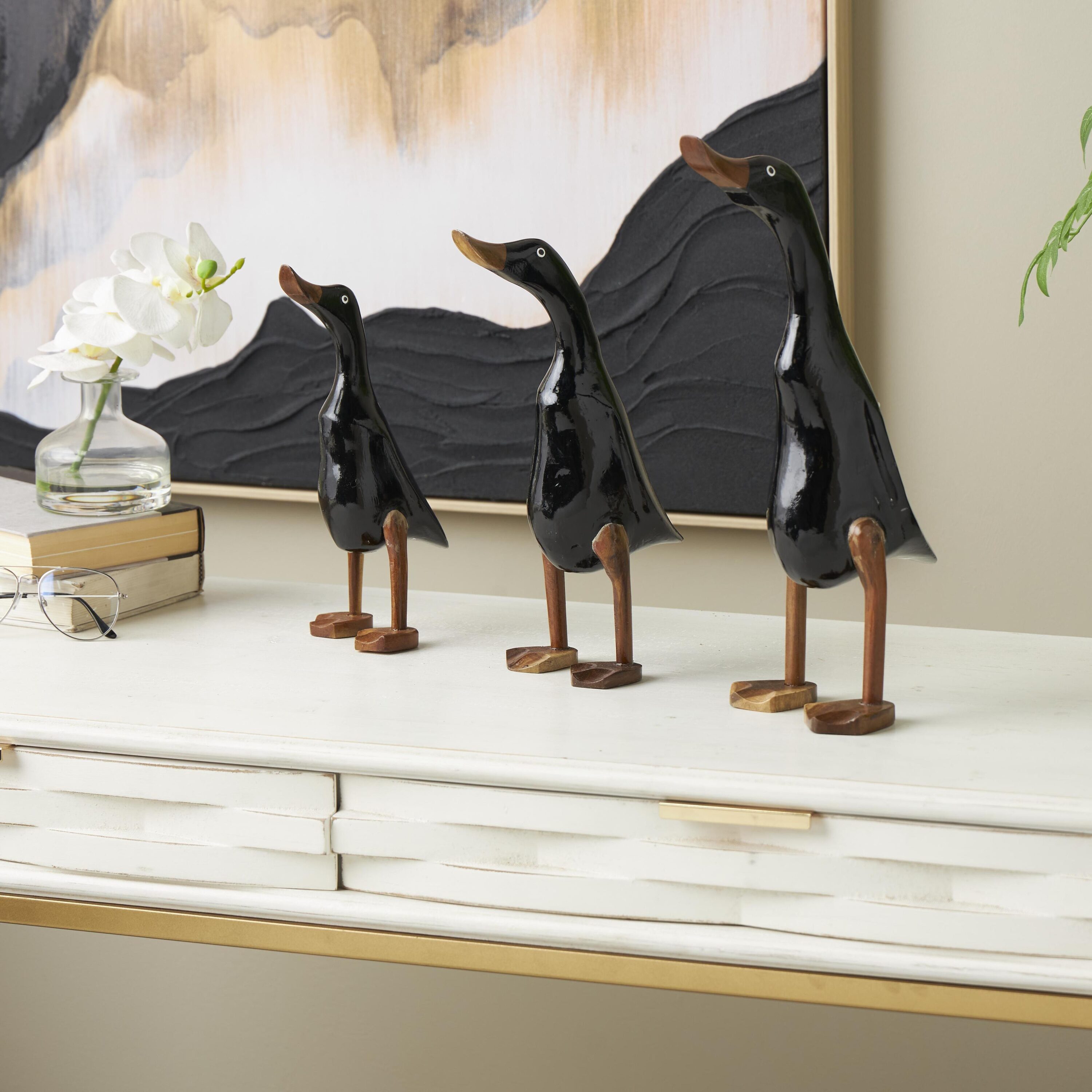 Grayson Lane 822723 3 -Pack Black Wood Farmhouse Sculpture