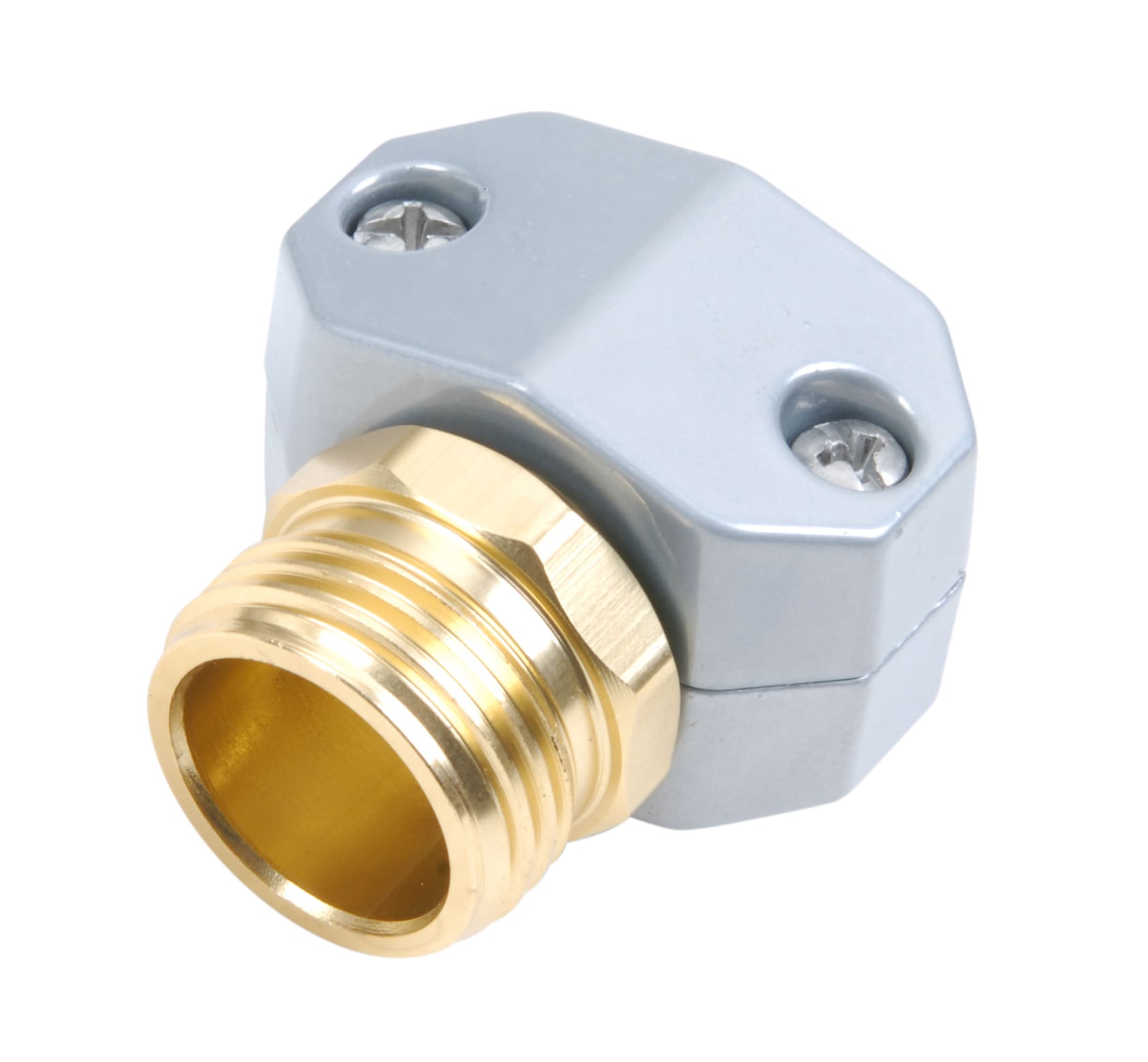 Male and Female Garden Hose End Repair Fittings 2 Set PLG Brass 5/8 Hose Repair Connector with Clamps 