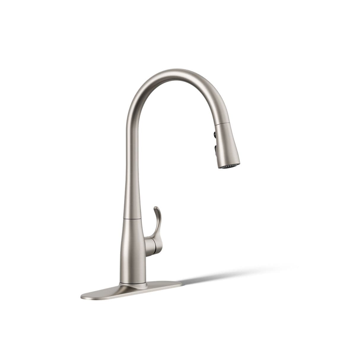 KOHLER 596-VS Simplice Vibrant Stainless Single Handle Deck-mount Pull-down Kitchen Faucet with Sprayer ( Deck Plate Included )