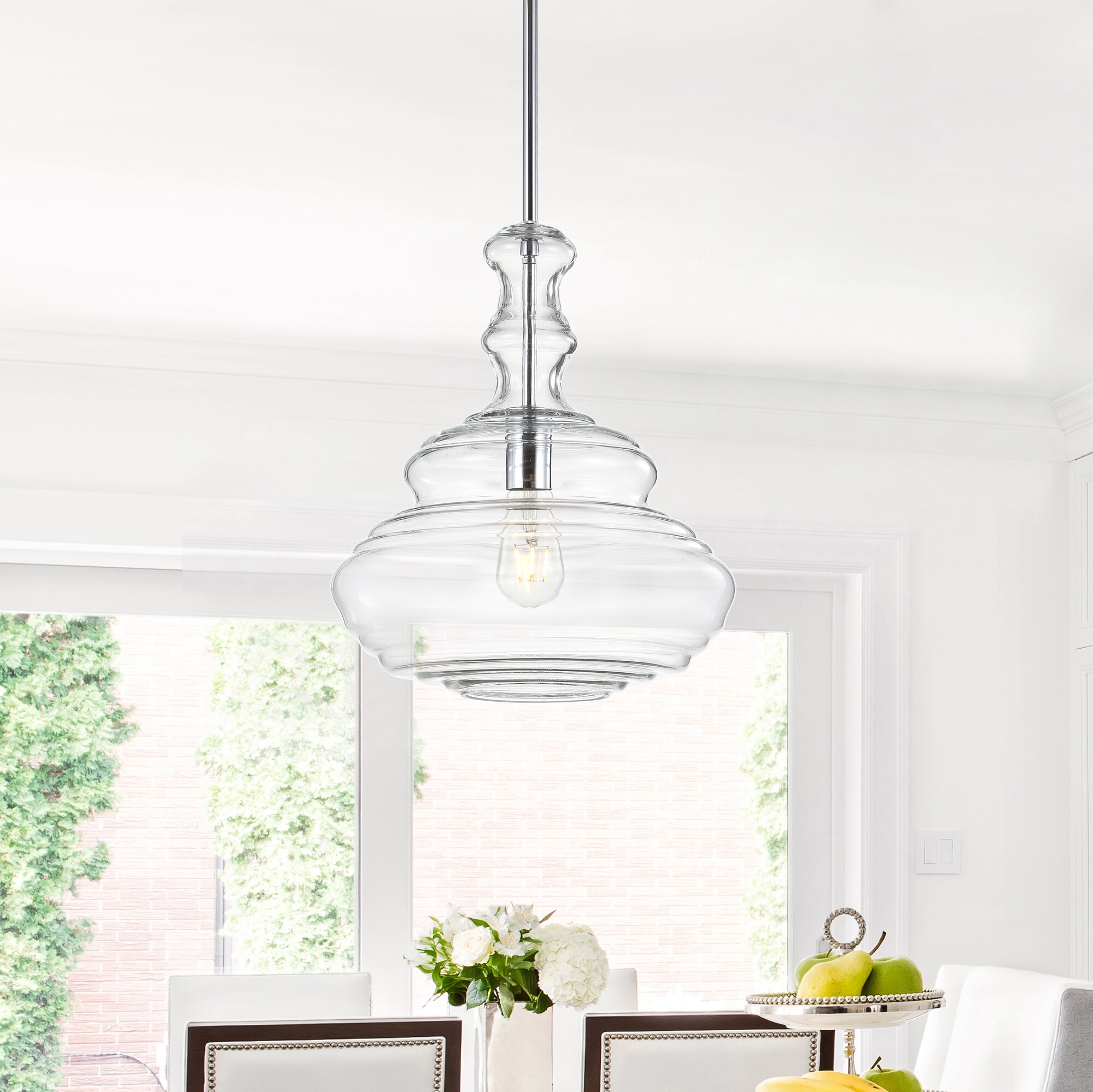 Bettina 13.37" Chrome Polished Clear Glass LED Pendant