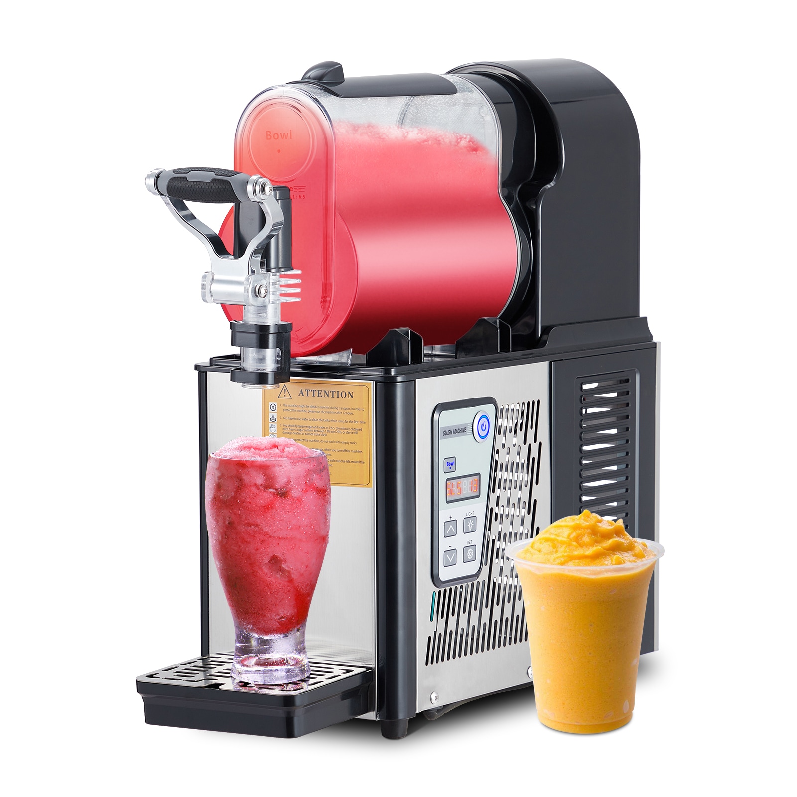 Garvee - Commercial Slush Machine 3L Single Bowl 330W Black Stainless Steel Slushie Maker