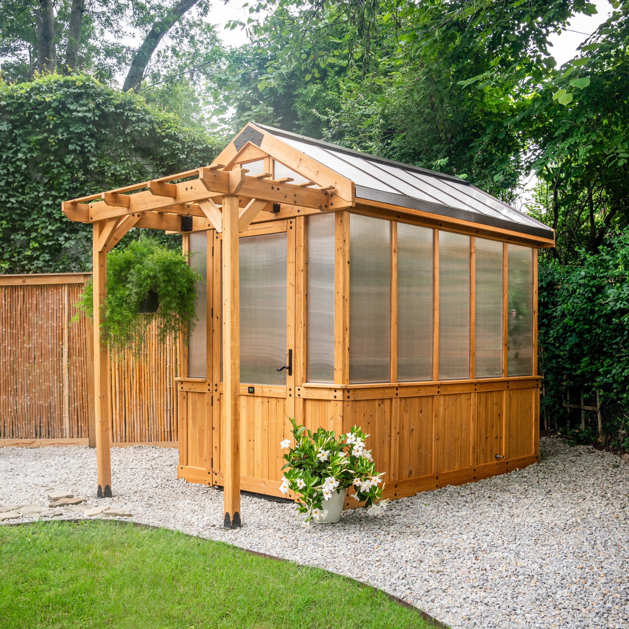Backyard Discovery 2404021COM Bellerose 9-ft L x 6-ft W x 9.35-ft H Brown Greenhouse Kit