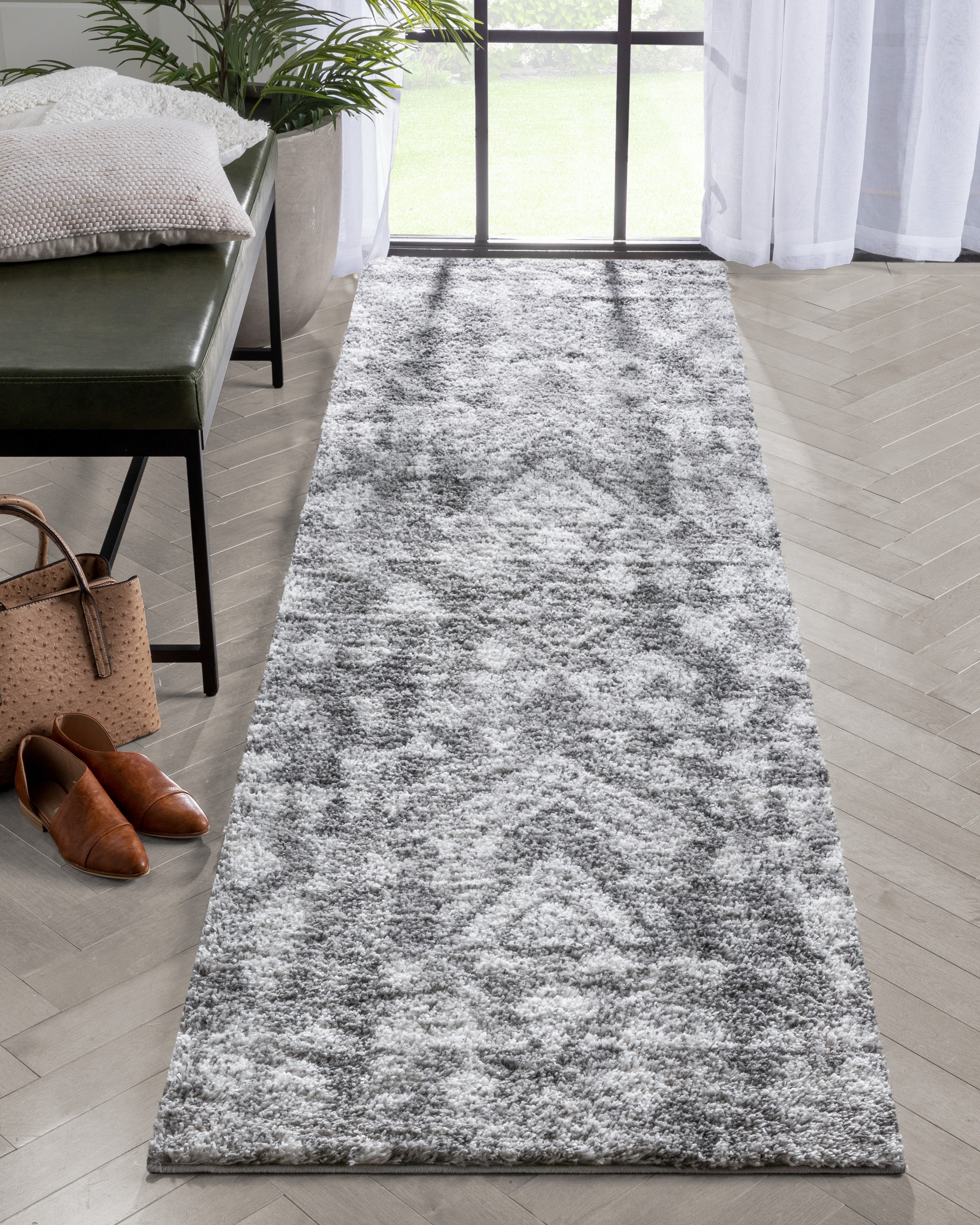 Well Woven CE-77-2L Celeste 2 x 9 (ft) Loomed Polyester Grey Rectangular Indoor Geometric Mid-Century Modern Runner rug