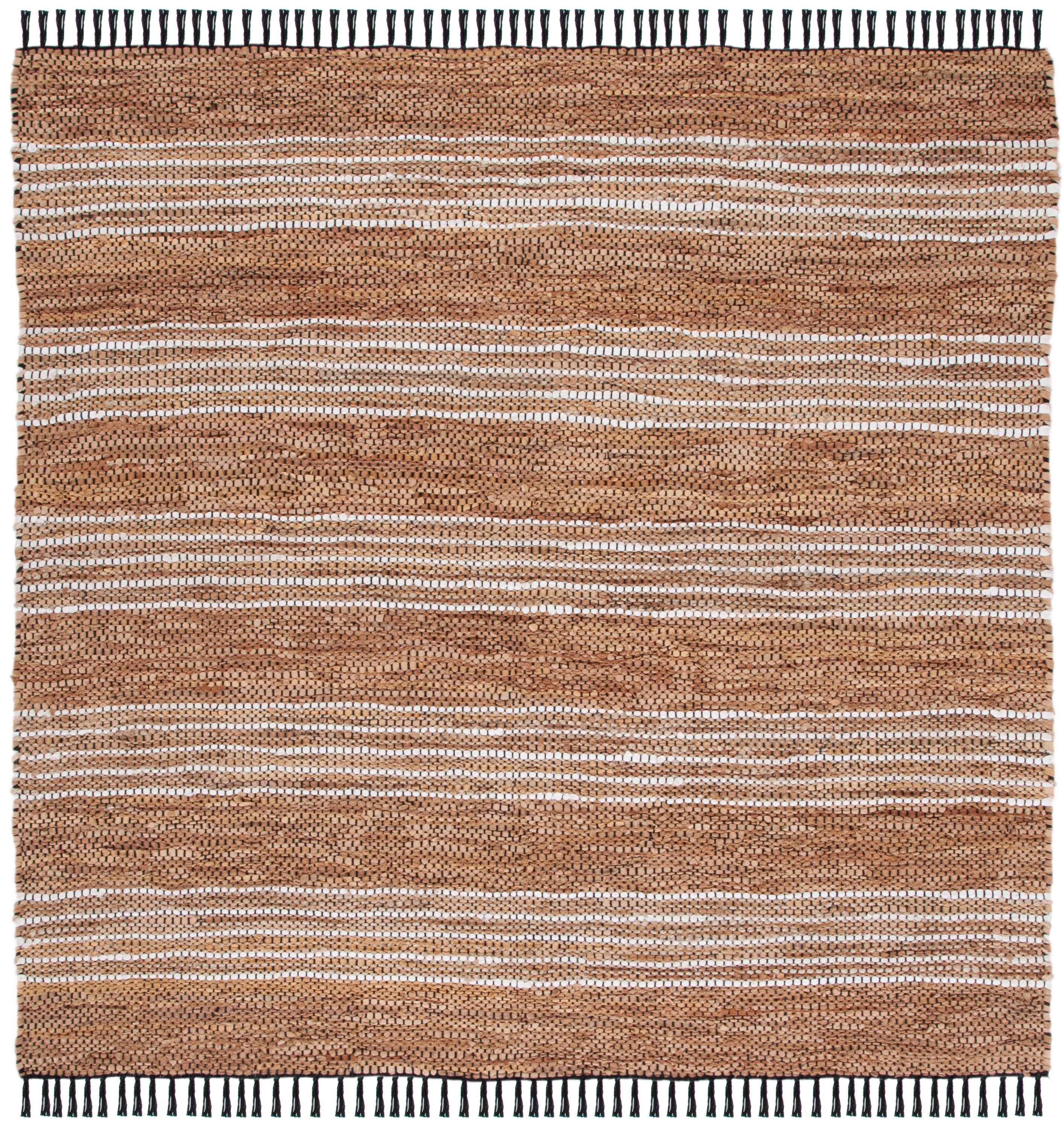 Safavieh VTL601B-6SQ Vintage Leather Gilberta 6 x 6 (ft) Leather Brown/Natural Square Indoor Stripe Bohemian/Eclectic Area rug