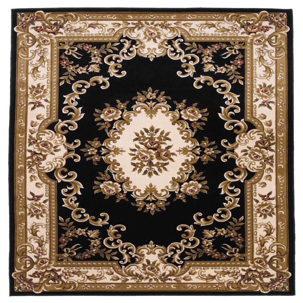 HomeRoots 352461 Bernadette 5 X 8 (ft) Rag Black Ivory Indoor Border Area Rug
