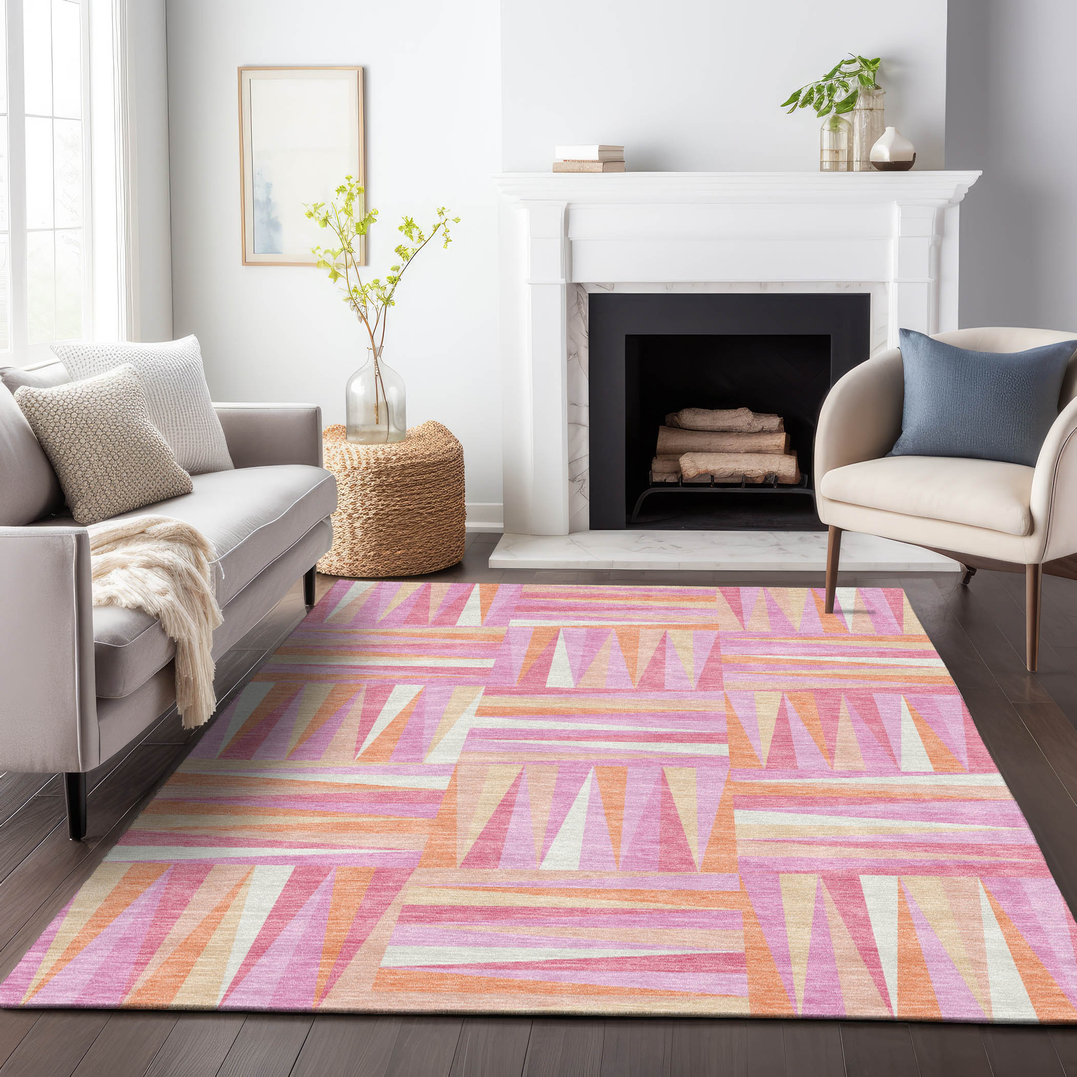 Addison Rugs ACN1012BL10X14 Chantille ACN1012BL 10 x 14 (ft) Polyester Blush Rectangular Indoor/Outdoor Geometric Machine washable Area rug