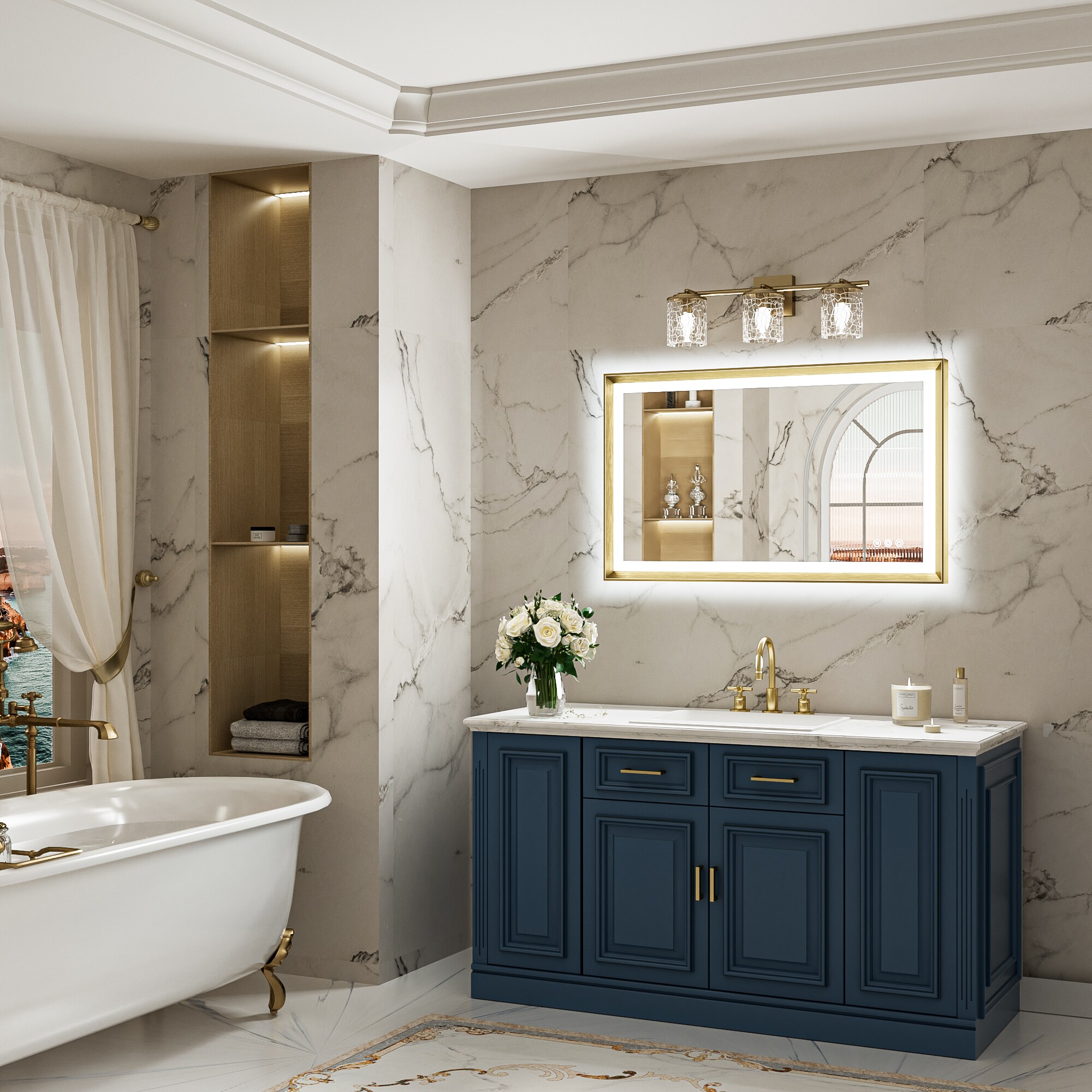 Keonjinn LW-ZBGSSW-10161GD Framed-Bath-Mirrors - View #2