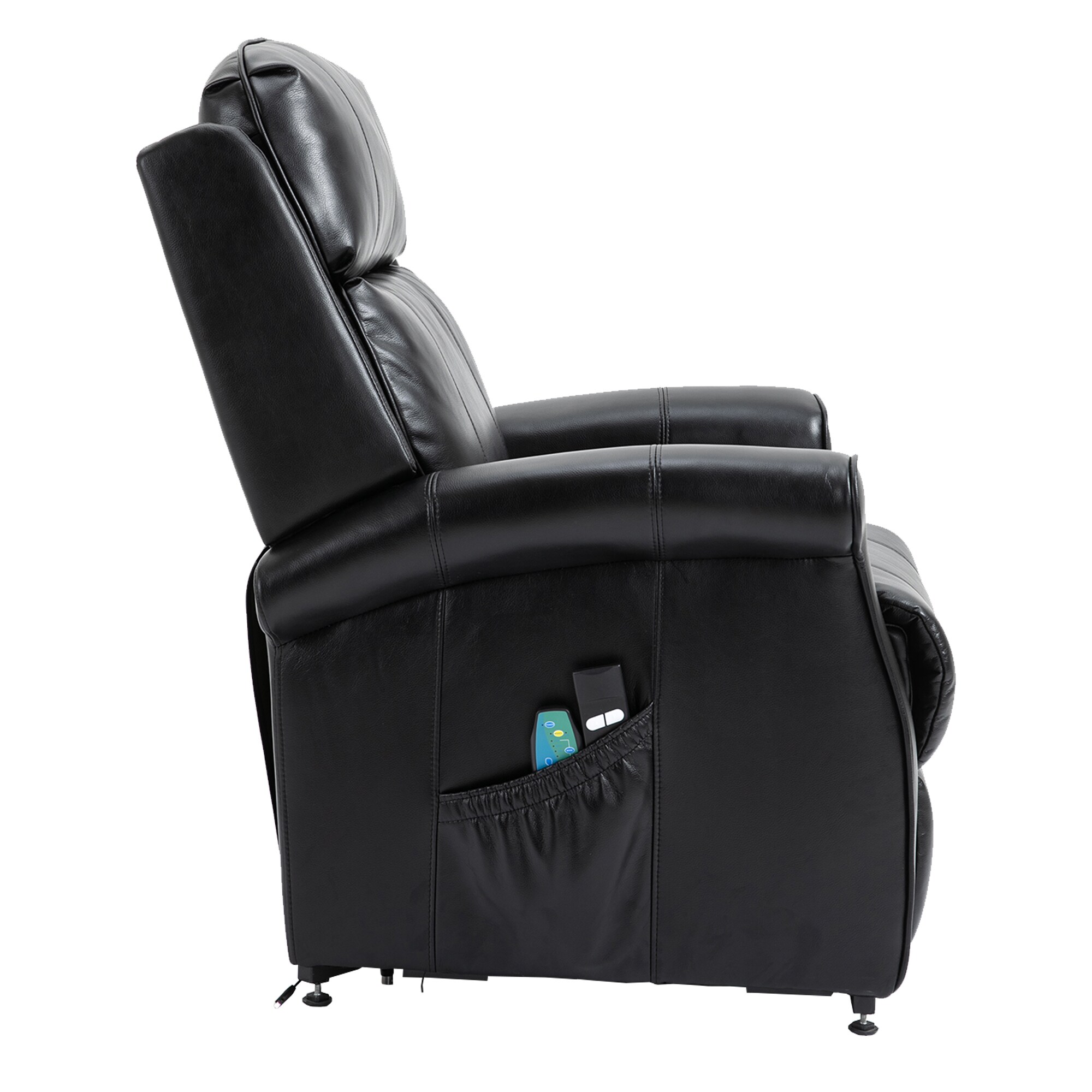 Clihome Recliner Black Faux Leather Upholstered Powered Reclining ...