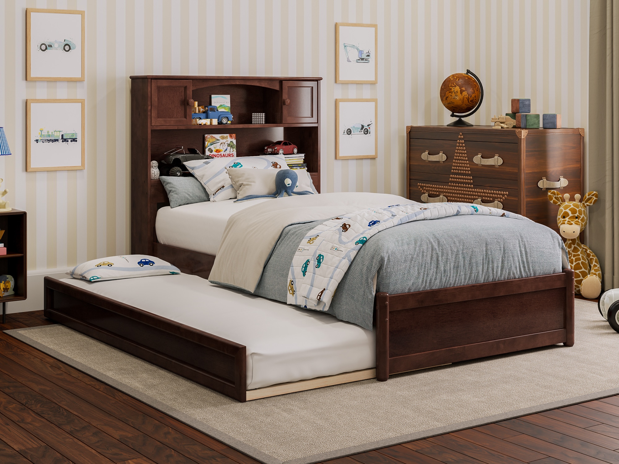 AFI AR8587224 Hadley Walnut Twin Wood Trundle Bed