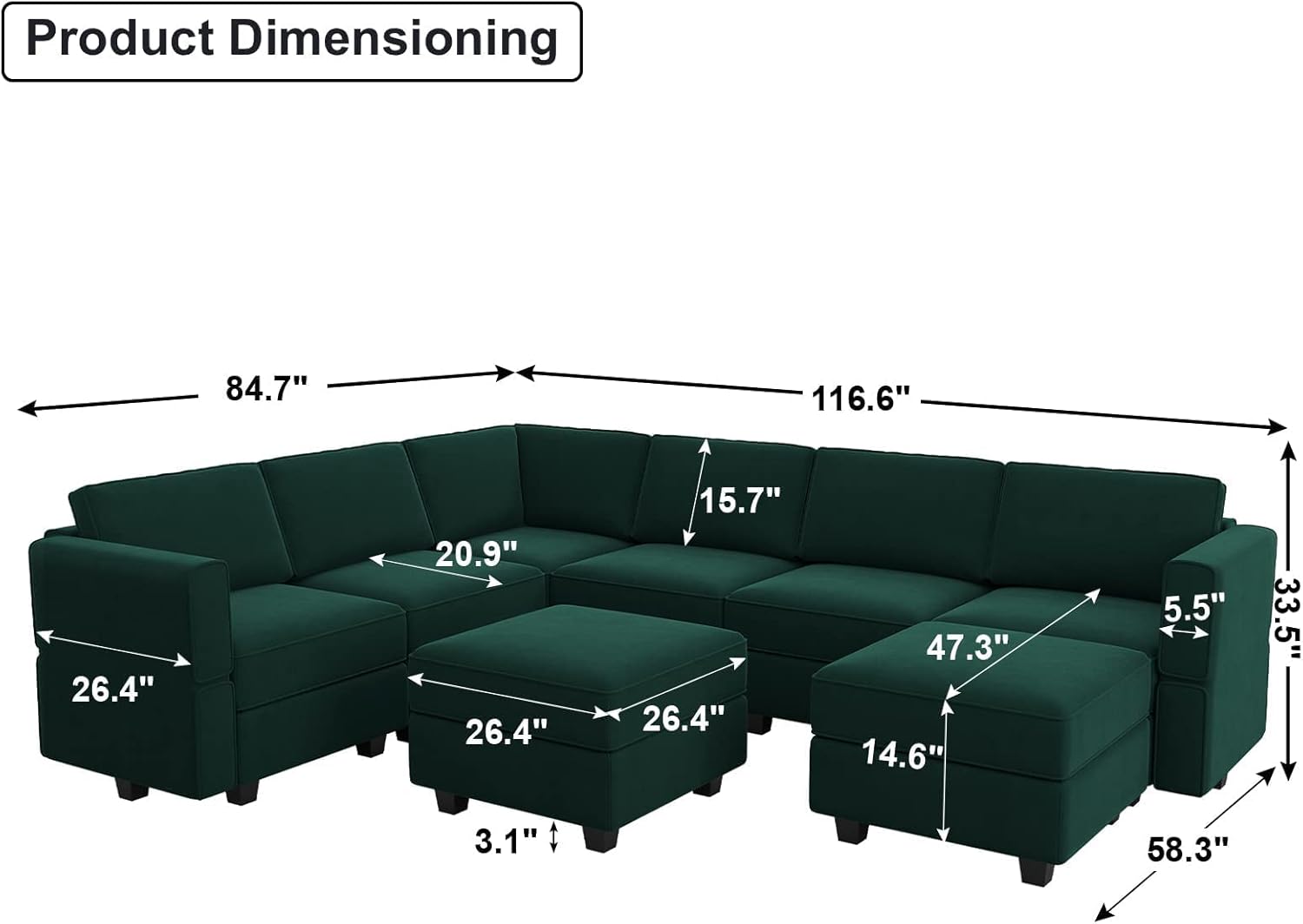Belffin BF196-A7B2C-GREEN futons - View #2