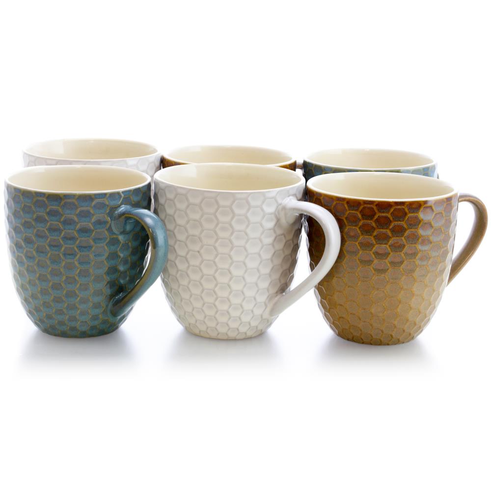 Sweese Porcelain Mugs Set, 15 Ounce Large Handle Mugs, Set of 6