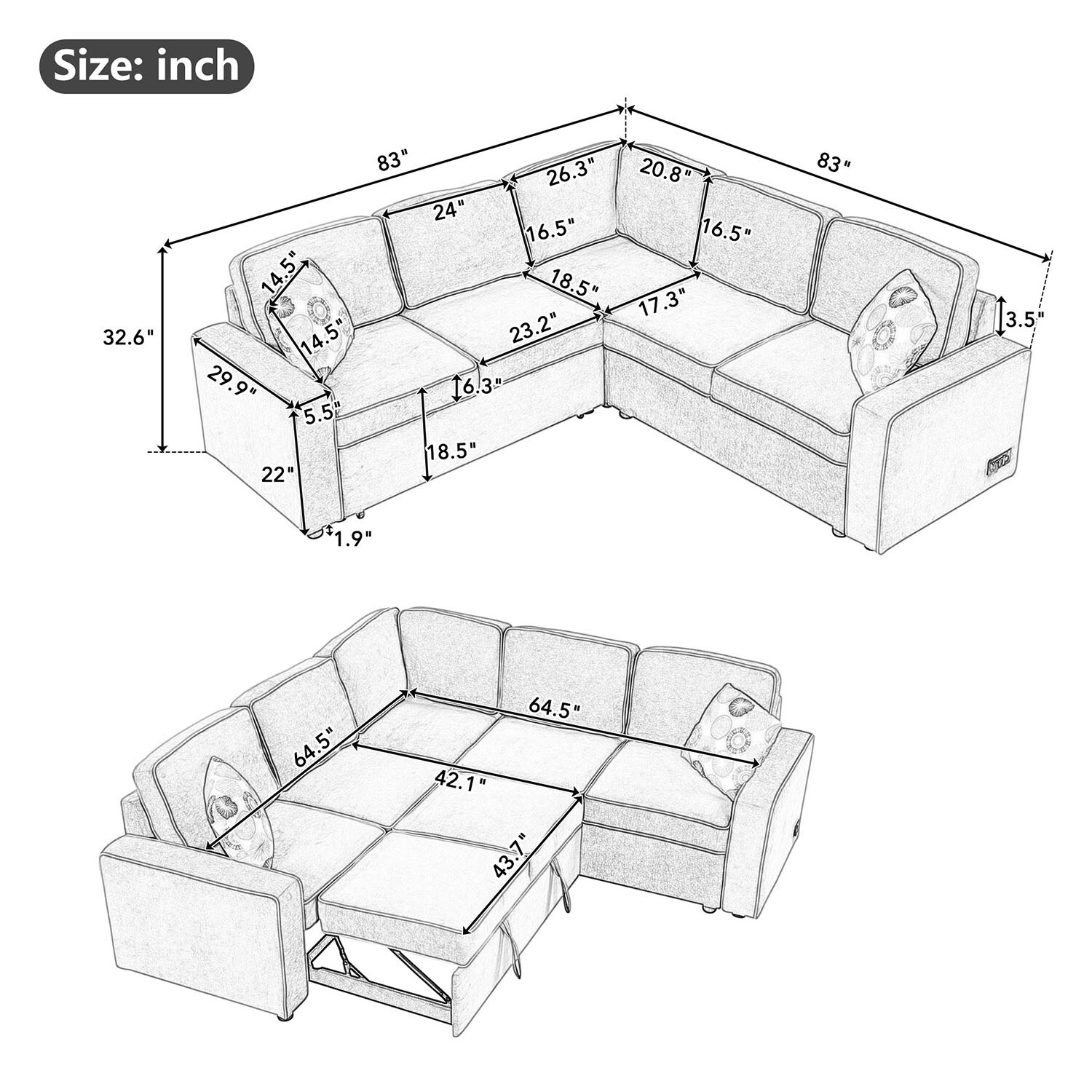 SINOFURN SYA090037GY Sofas-Loveseats - View #14