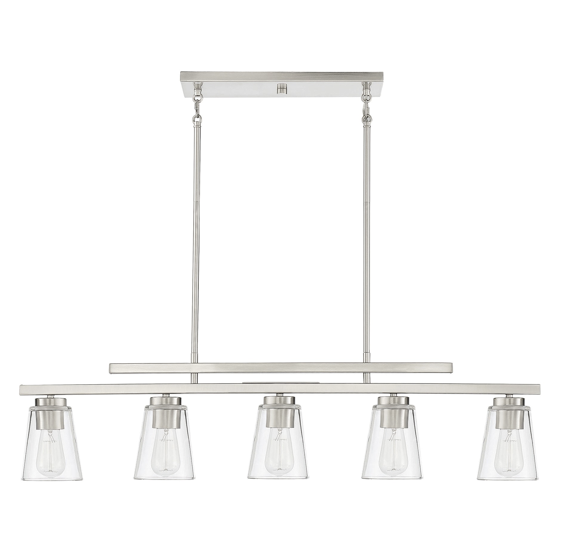 Calhoun Symmetrical Satin Nickel 5-Light Linear Chandelier
