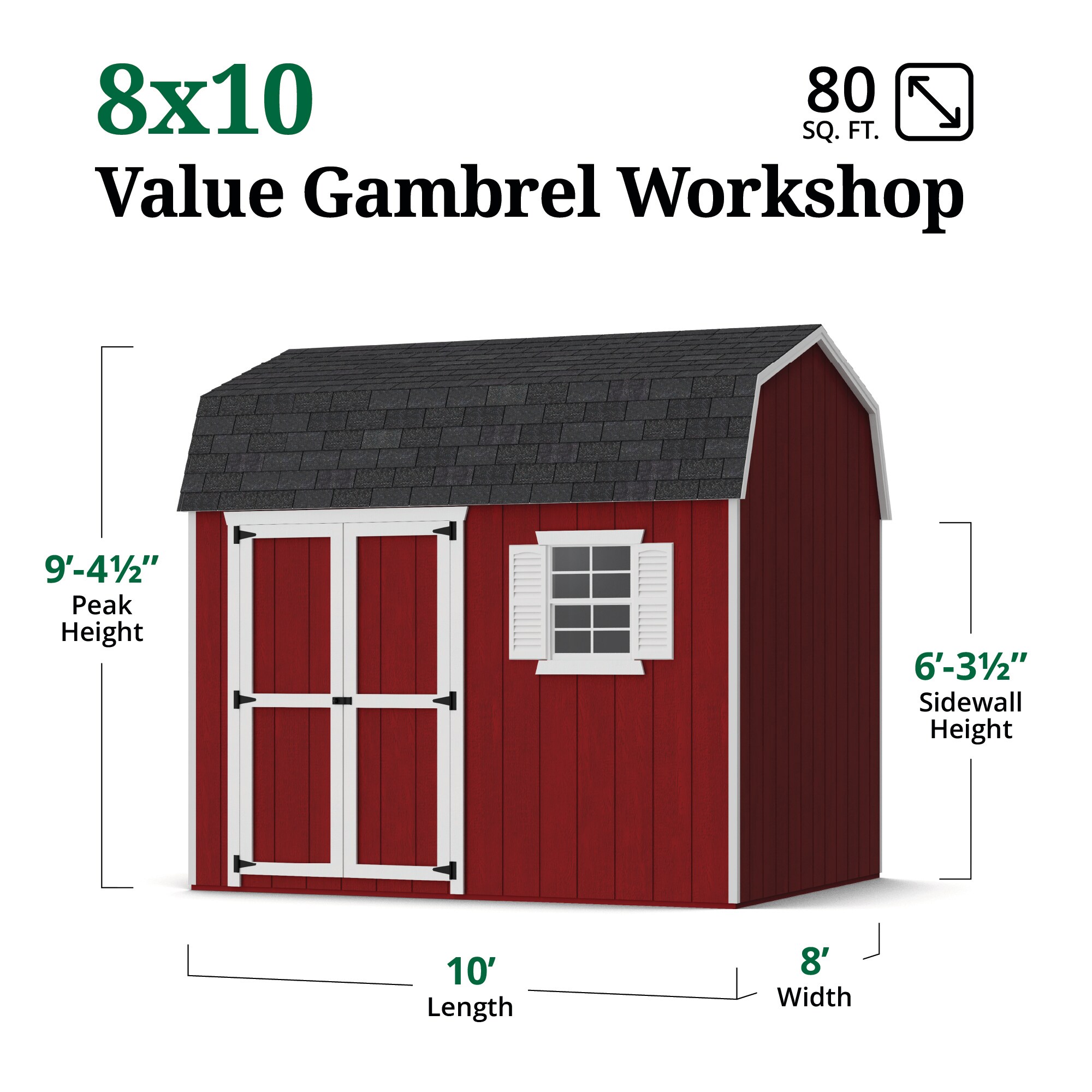 Little Cottage Co 8X10 VGB-6-WS-PC-FK Wood-Storage-Buildings - View #3