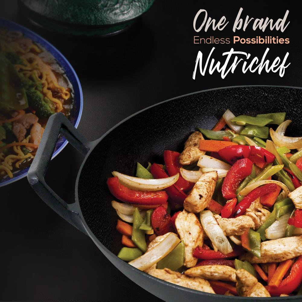 NutriChef 11.46'' Non-Stick Enameled Cast Iron Grill Pan & Reviews