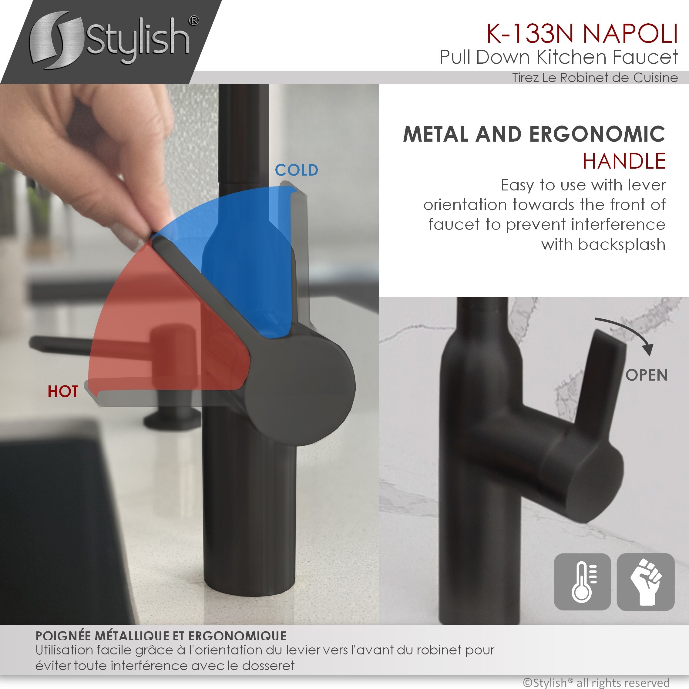Matte Black Stainless Steel Pull Down Kitchen Faucet with Spray