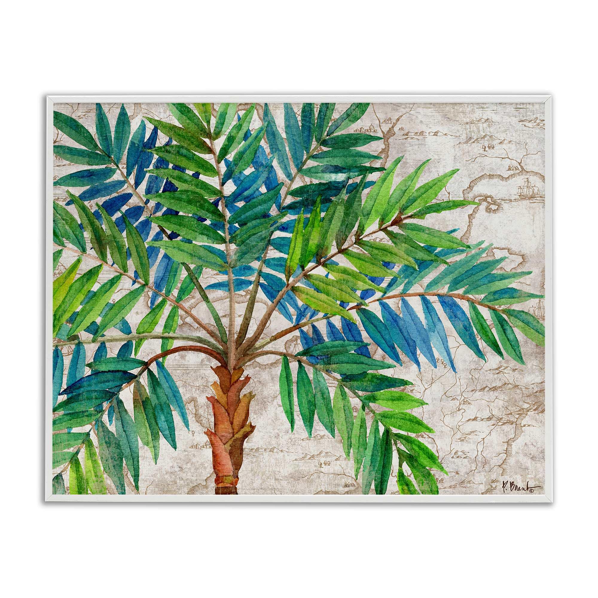 Stupell Industries BT-736-WFR-11X14 Aqueous Palm Tree White Framed Giclee Art By Paul Brent 14 x 11