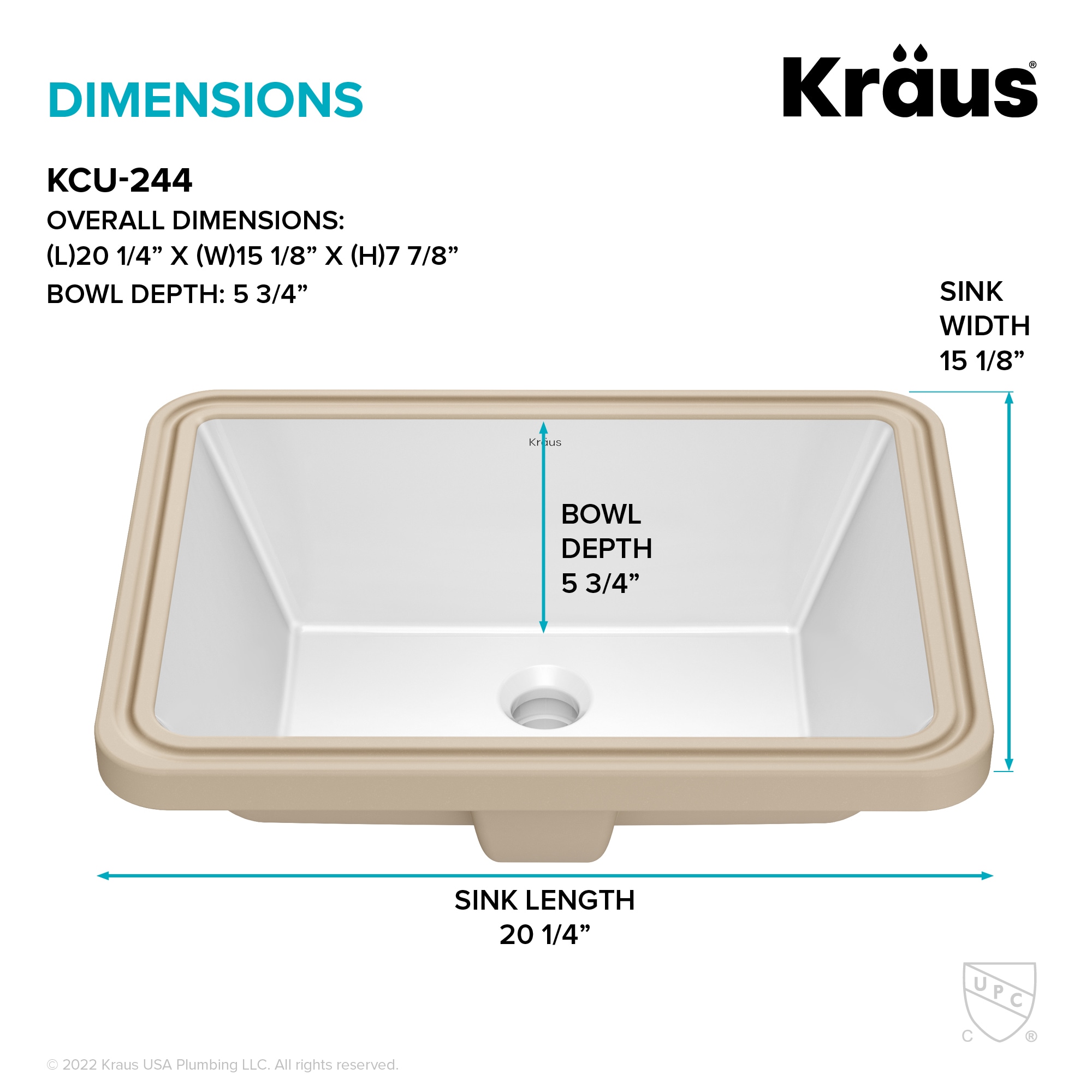 Kraus KCU-244 Bath-Sink - View #4