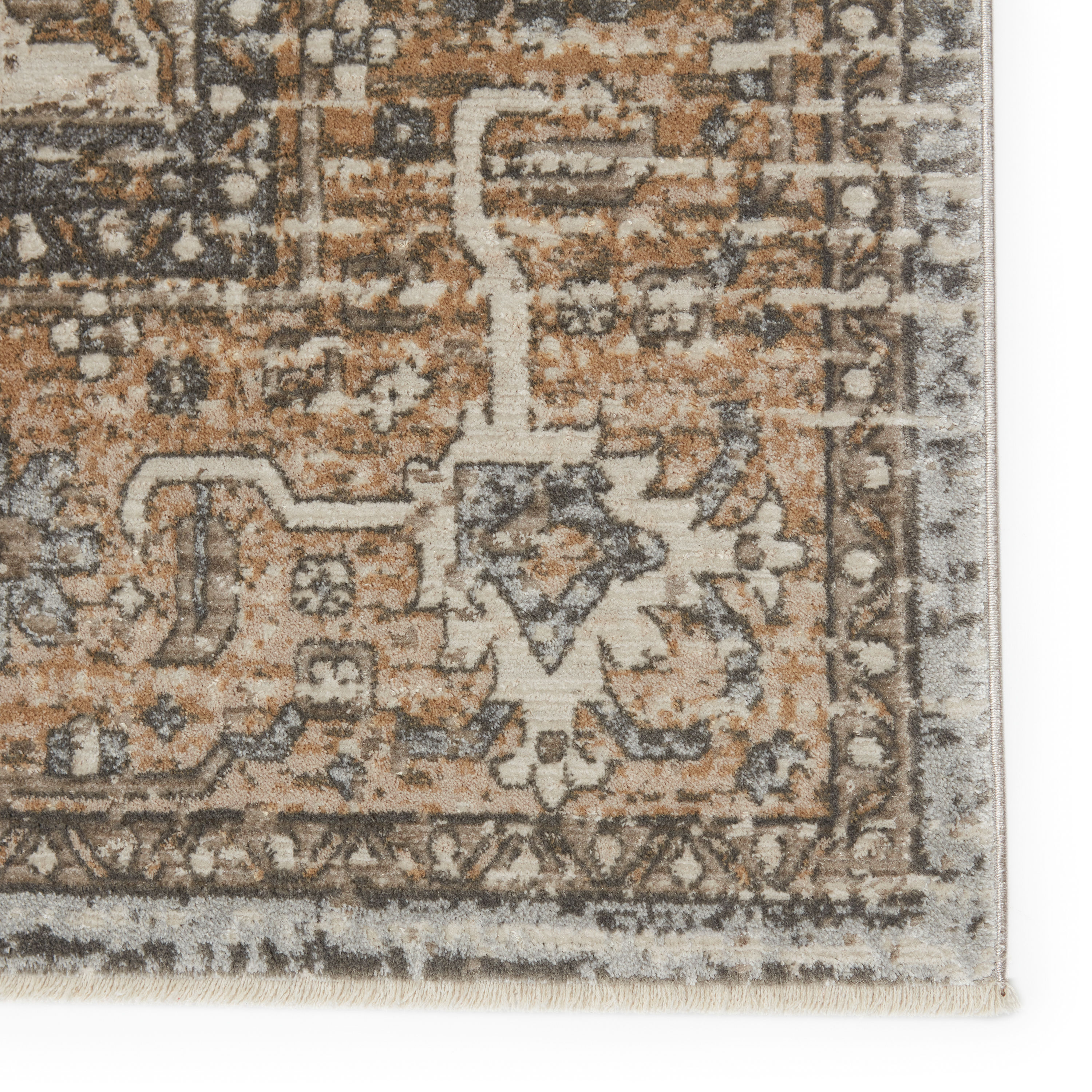 En Blanc Vintage-Inspired Medallion 5' x 8' Gray Area Rug