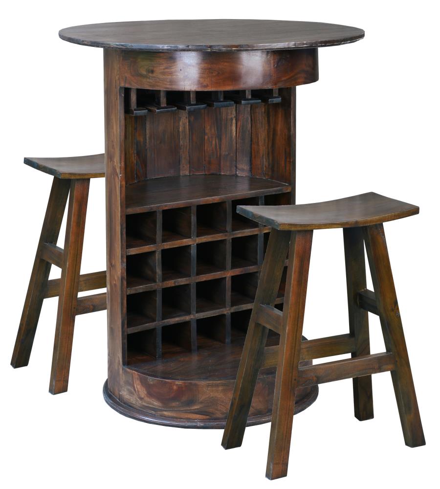 Sunset Trading CC-RAK063S-C20BS-OJ Shabby Chic Cottage 34-in x 44-in Mahogany Brown Round Mini Bar