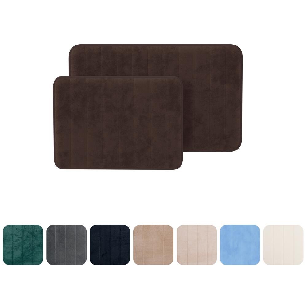 Hastings Home Bathroom Mats 32.25-in x 20.25-in Chocolate Rubber Memory  Foam Bath Mat in the Bathroom Rugs & Mats department at