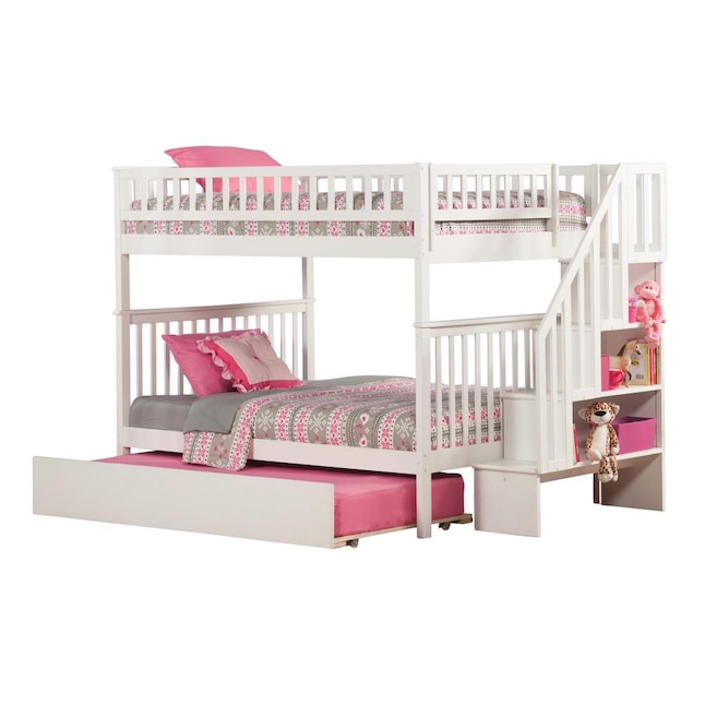 Woodland Staircase Bunk Bed, Bunk Bed With Full Size Bottom And Trundle