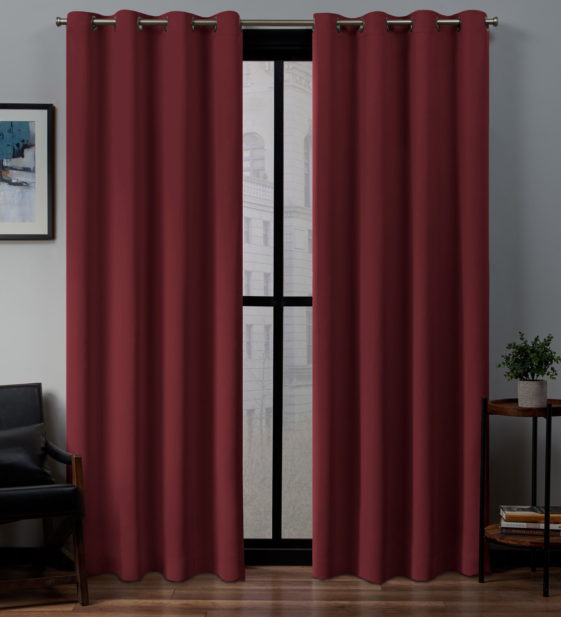 Exclusive Home EH7981-22-2-84G 84-in Burgundy Room Darkening Interlined Grommet Curtain Panel Pair