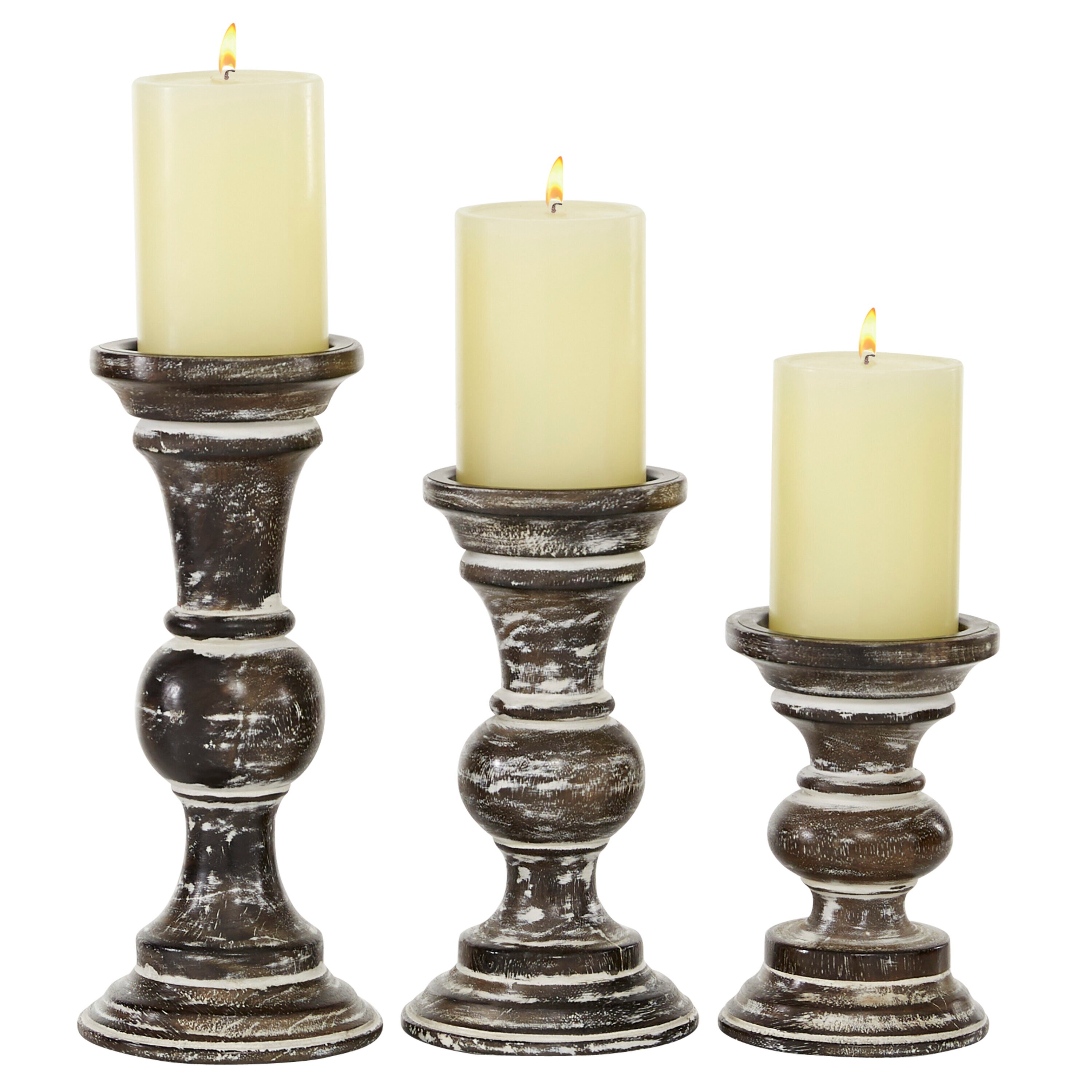 Grayson Lane 3 Candle Wood Pillar Candle Holder at Lowes.com
