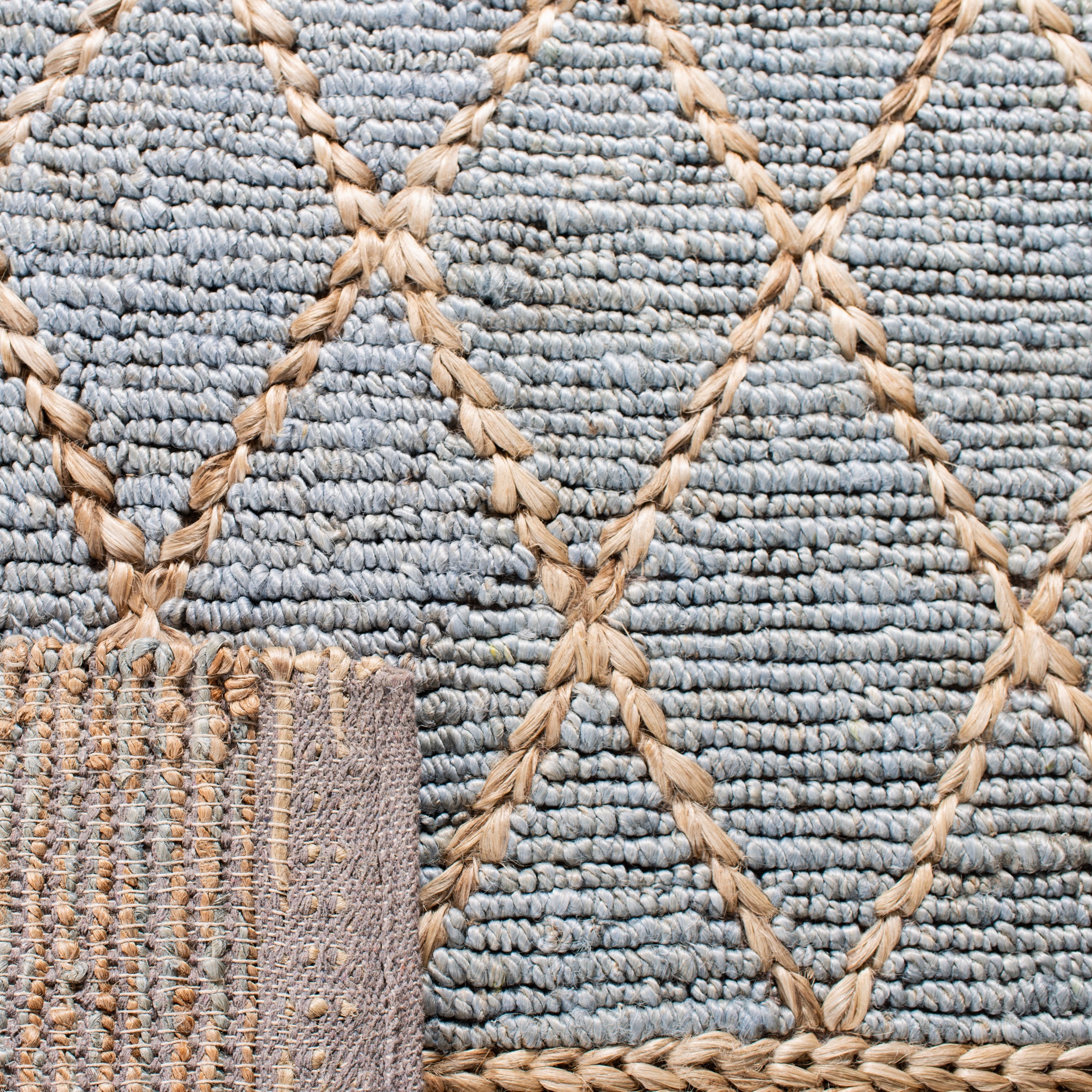 Blue and Natural Flat Woven Reversible Cotton 8' x 10' Rug